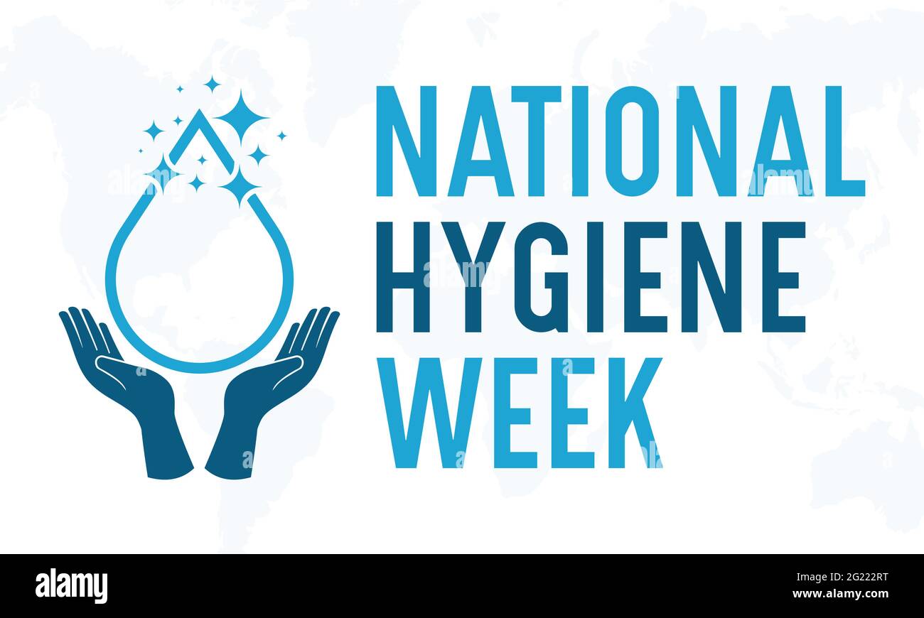 Sensibilisierungskonzept der National Hygiene Week, das jedes Jahr im Juli beobachtet wird. Vorlage für Hygienewoche für Hintergrund, Banner, Poster, Kampagne zur Sensibilisierung für Karten. Stock Vektor Sensibilisierungskonzept der National Hygiene Week, das jedes Jahr im Juli beobachtet wird. Vorlage für Hygienewoche für Hintergrund, Banner, Poster, Kampagne zur Sensibilisierung für Karten. Stock Vektor