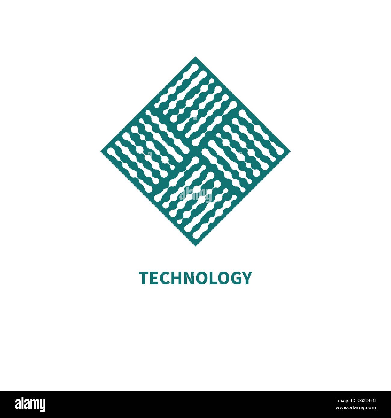 Elektronischer Logo-Chip. Digital Connected Shapes-Symbol. Symbol der modernen Wissenschaft. Stock Vektor