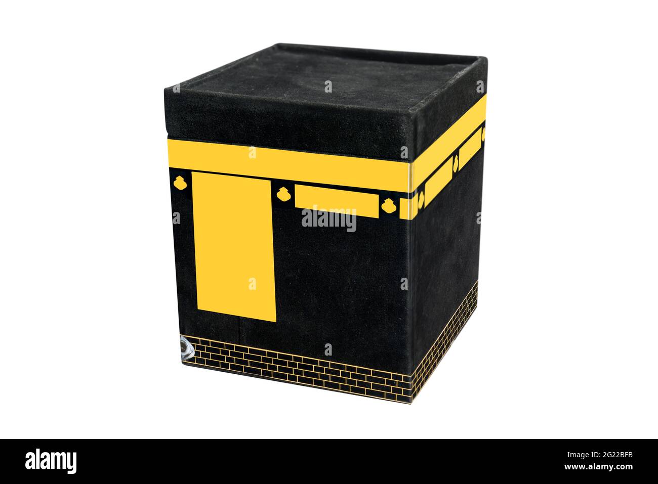 Die heilige Kaaba isoliert auf weißem Hintergrund Stockfoto