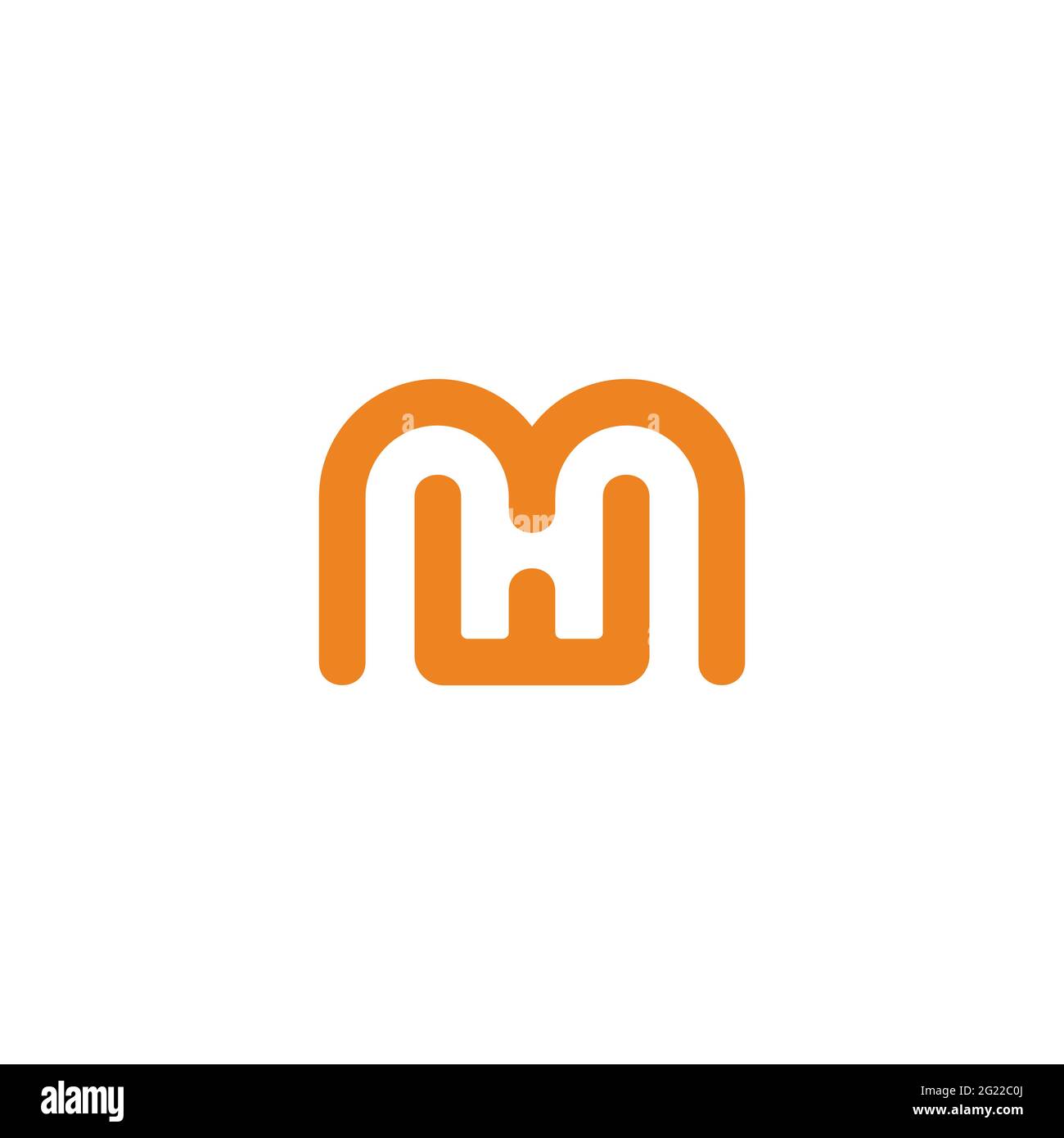 Buchstabe mh einfacher linearer Labyrinth-Logo-Vektor Stock Vektor