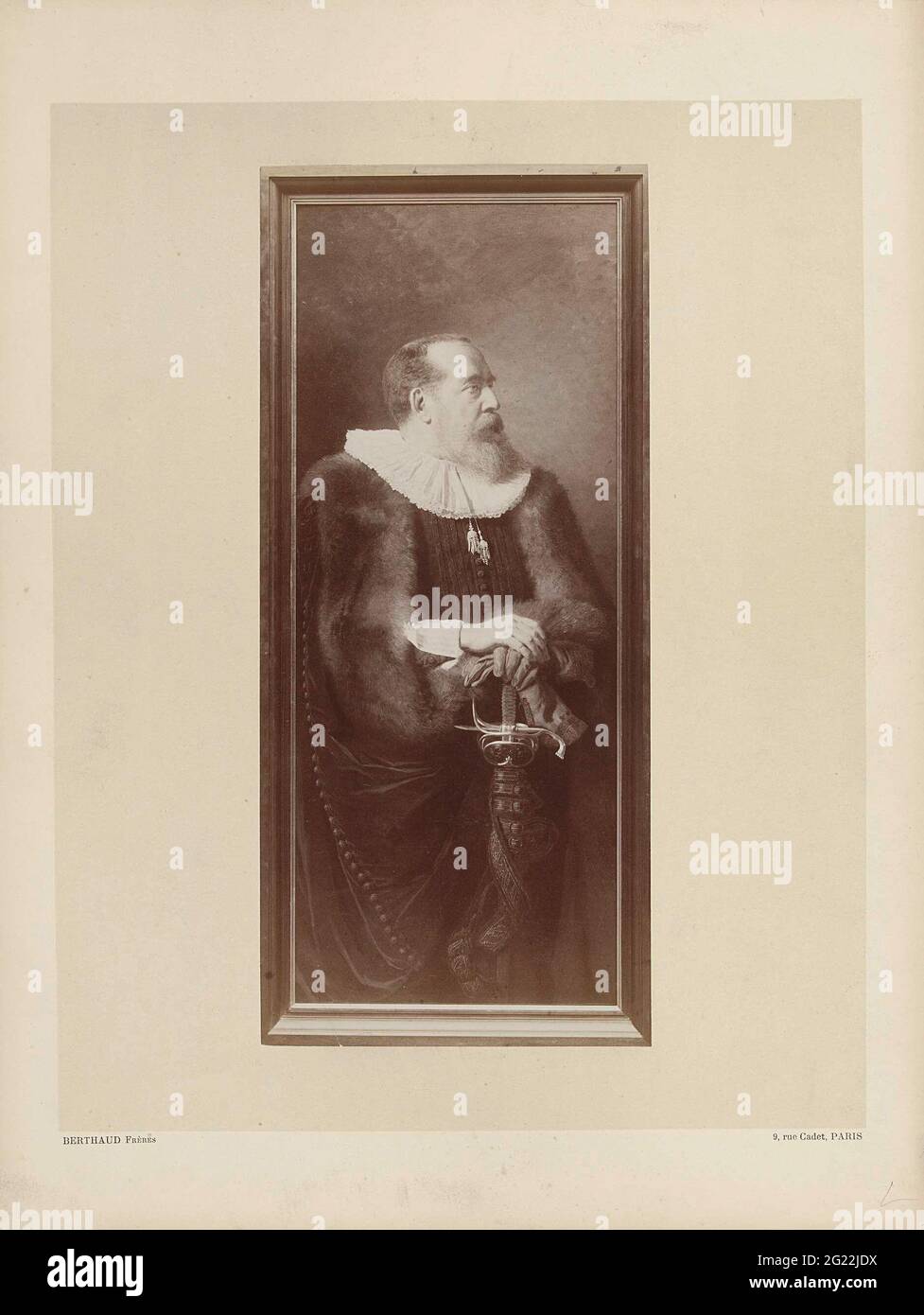 Porträt von André Miszech in Kostüm aus dem 17. Jahrhundert; CTE André Minszeck und Costume de 17eme Siecle. Stockfoto