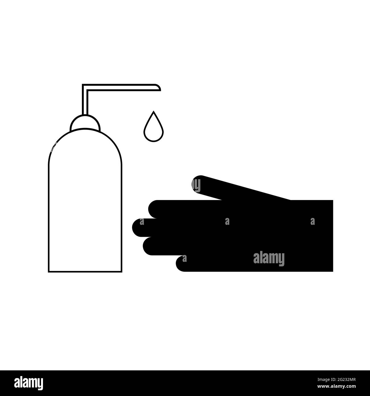 Illustration „Wash Your Hands“. Symbol für die persönliche Hygiene der Glyphe. Schmutzige Hände mit Seifentropfen, Schaum, Desinfektionsmittel, Antiseptikum. Vektormaterial Symbole von Reinlinien Stock Vektor