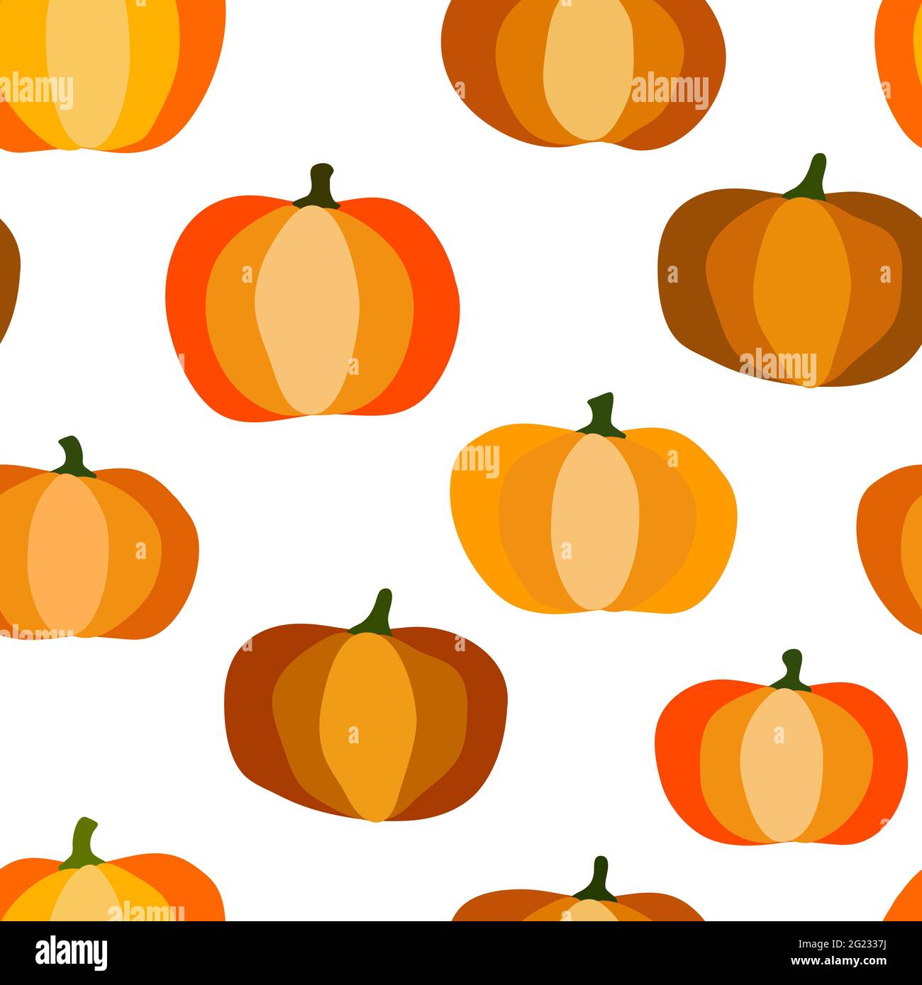 Nahtloses Kürbismuster im Herbst. Kürbisse isoliert auf weißem Hintergrund. Natürliches Herbstgemüse. Saisonale Vektor-Illustration für Tapete, Verpackung Stock Vektor