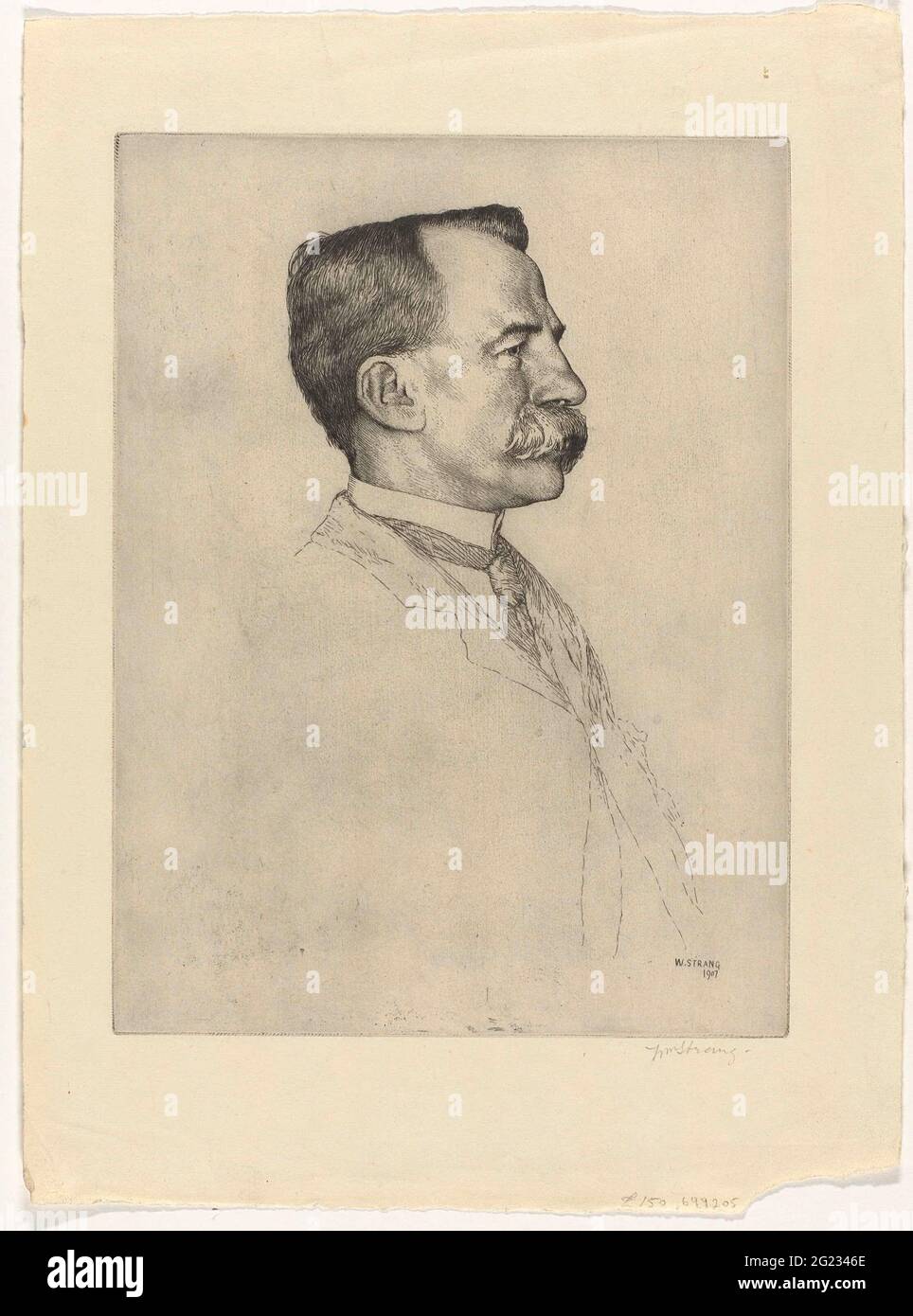 Porträt Henry Austin Dobson. Der englische Dichter und Schriftsteller Henry Austin Dobson (1840-1921) im Alter von 57 Jahren. Im Profil rechts. Stockfoto