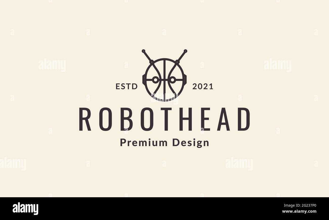 Basket Ball Robot Lines Logo Hipster Stock Vektor