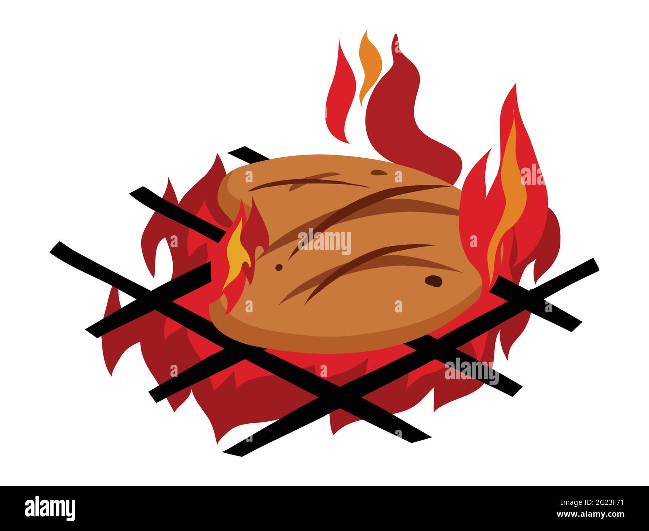 Brennen von Fleisch auf BBQ owen Vektor isoliert Stock Vektor