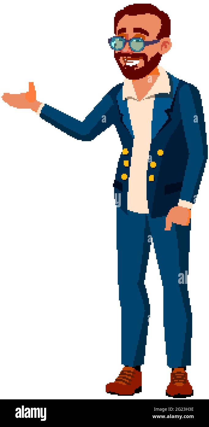 Chef Kerl Einführung neuer Mitarbeiter in Unternehmen Cartoon-Vektor Stock Vektor