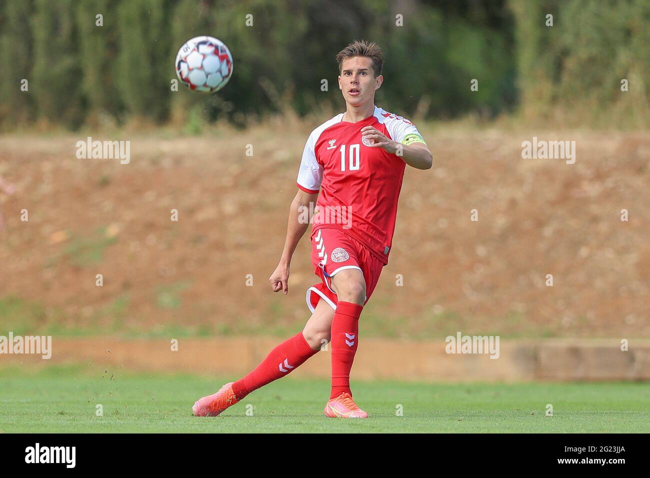 Marbella, Spanien. Juni 2021. Victor Jensen (10) aus Dänemark, gesehen während des Fußballfreundschaftssprets zwischen der irischen U21 und der dänischen U20 im Dama de Noche Football Center in Marbella. (Bildnachweis: Gonzales Photo - Rune Mathiesen). Stockfoto