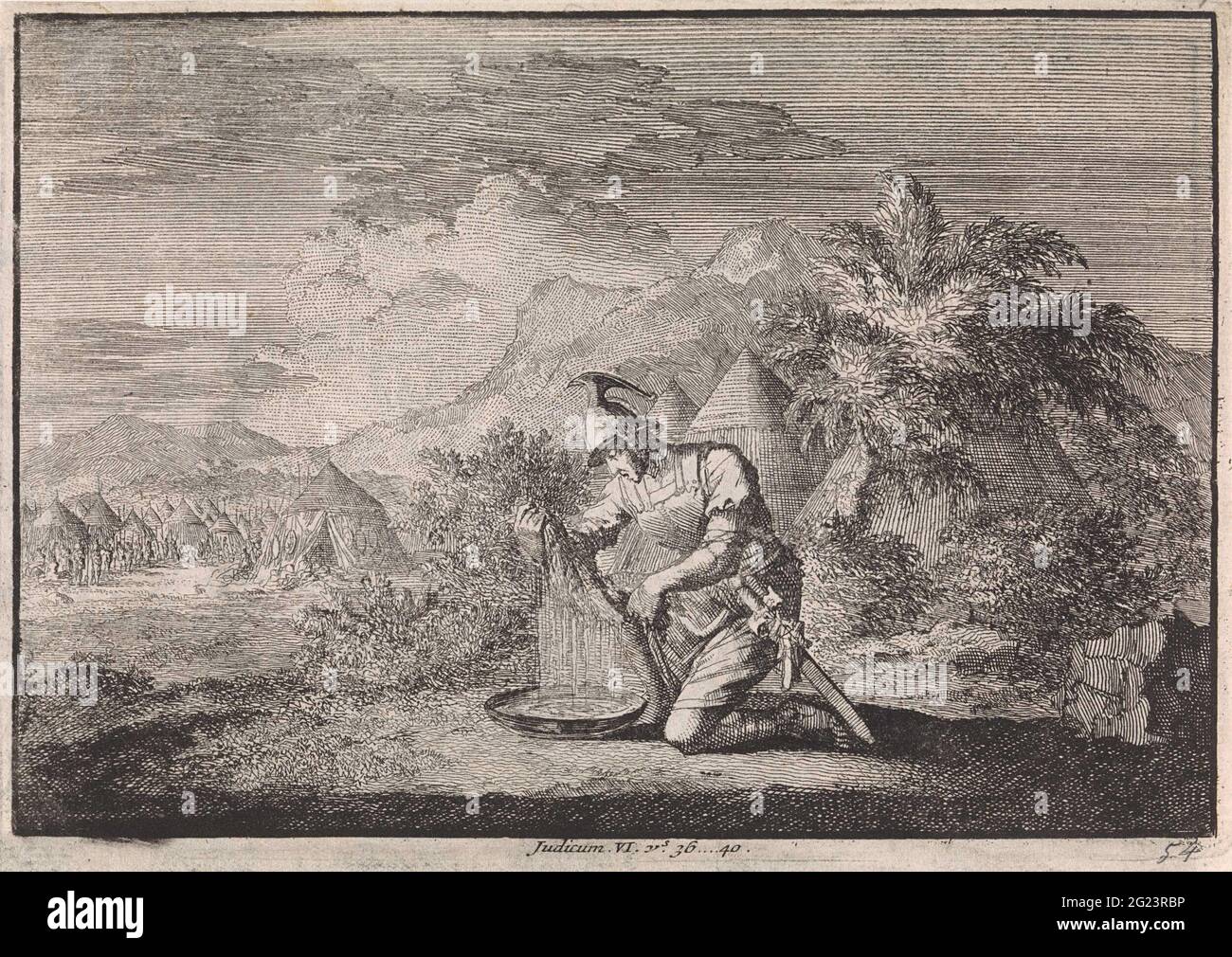 Gideon und das nasse Schaffell. Stockfoto