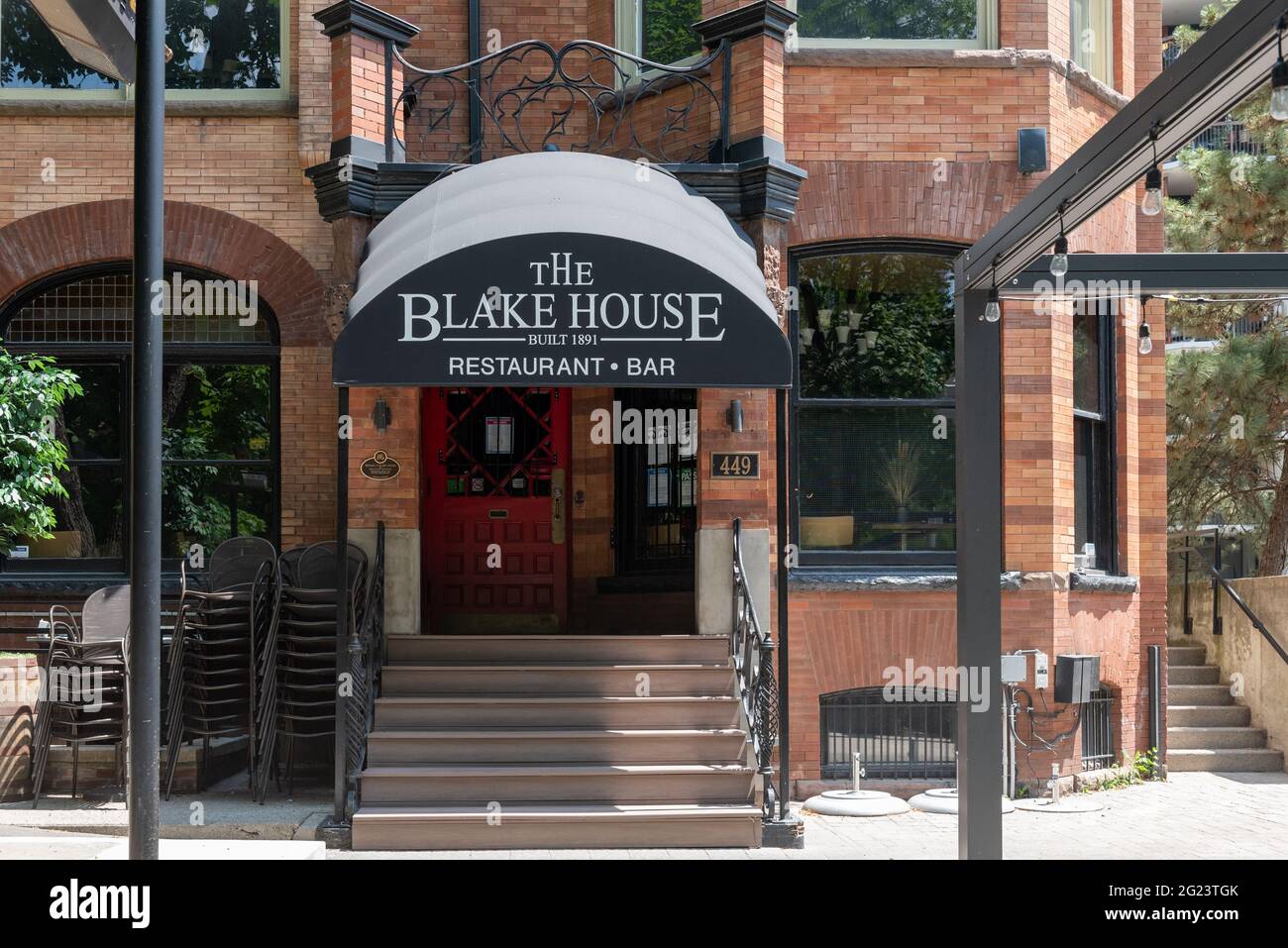 Kolonialarchitektur des Blake House, einem historischen Gebäude in der Jarvis Street, Toronto, Kanada. Der Ort war das Haus von Edward F. Blake entworfen Stockfoto
