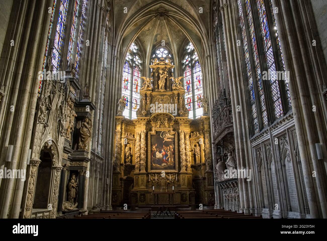 Rouen (Normandie, Nordfrankreich): Kathedrale von Rouen („Cathedrale primatiale Notre Dame de l'Assomption de Rouen“). Die Kapelle der Jungfrau Maria. Das Gebäude ist Stockfoto