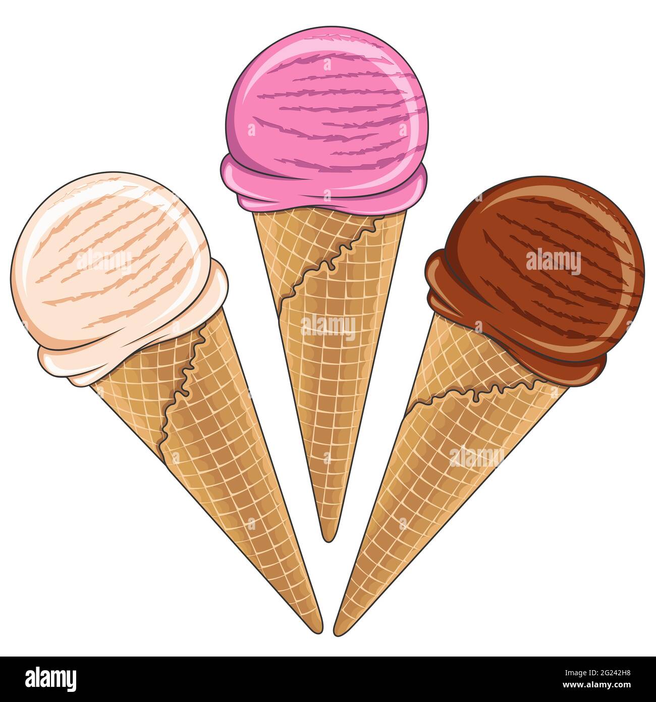 Set von leckeren Eis Farbe. Vektorgrafik. Isolierte Objekte auf weißem Hintergrund. Stock Vektor