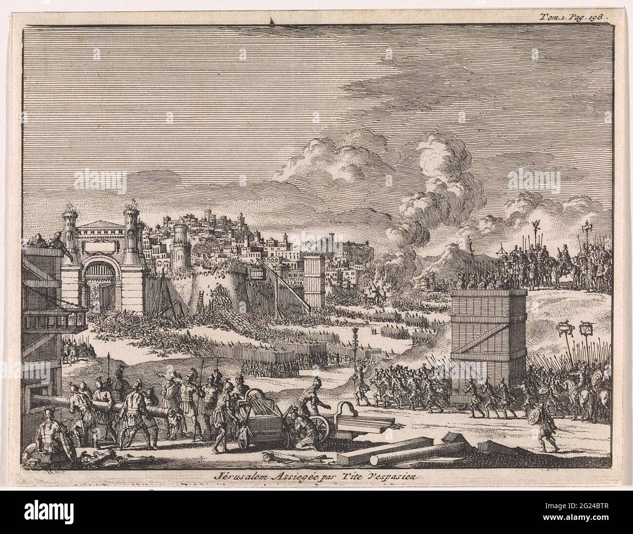 Jerusalem wird von Titus belagert; Jérusalem Assiegeé Par Tite Vespasien. Stockfoto