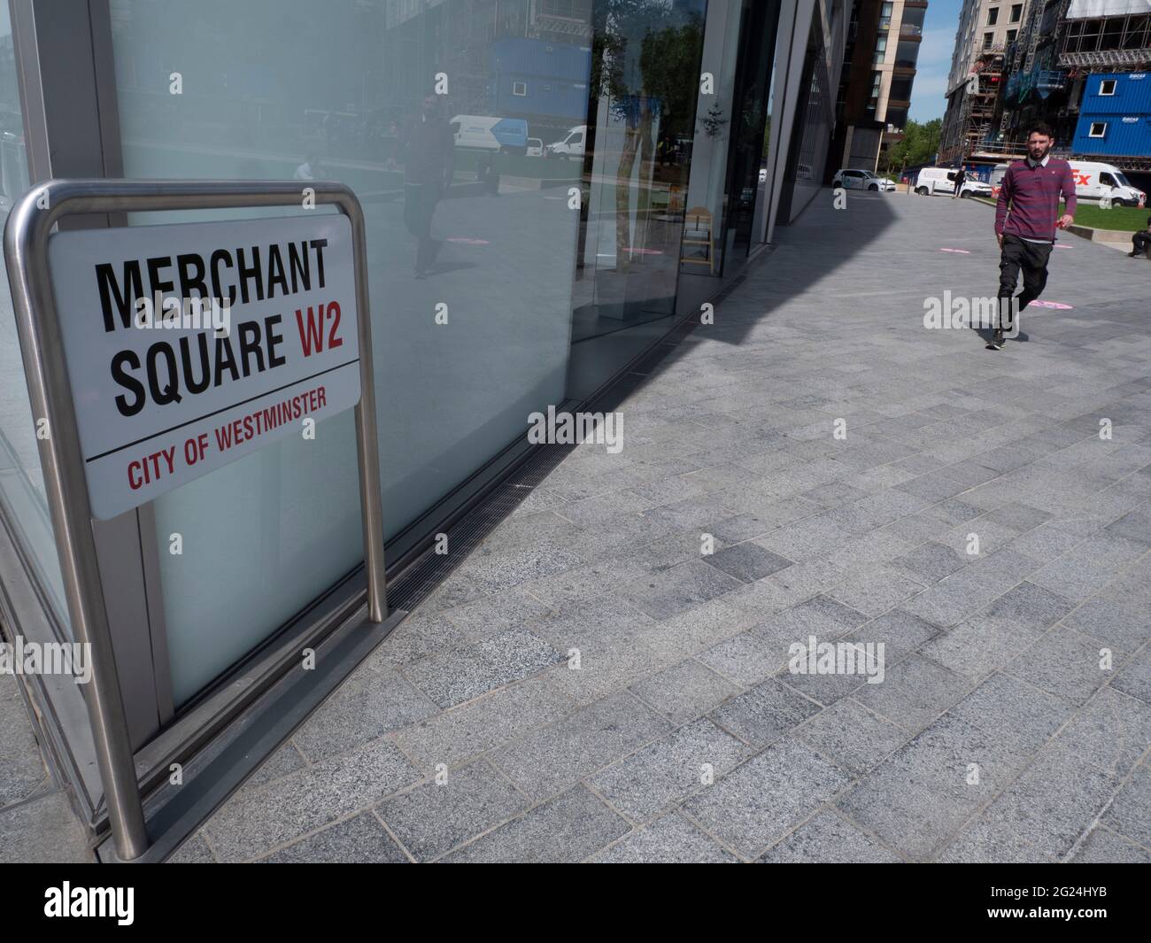 Merchant Square, Straßenschild Paddington Basin, London Stockfoto