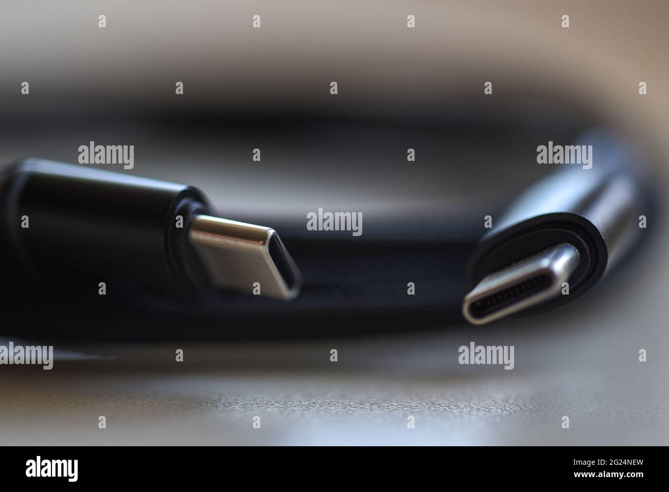 Datenkabel Typ c - Typ c, Nahaufnahme. Stockfoto