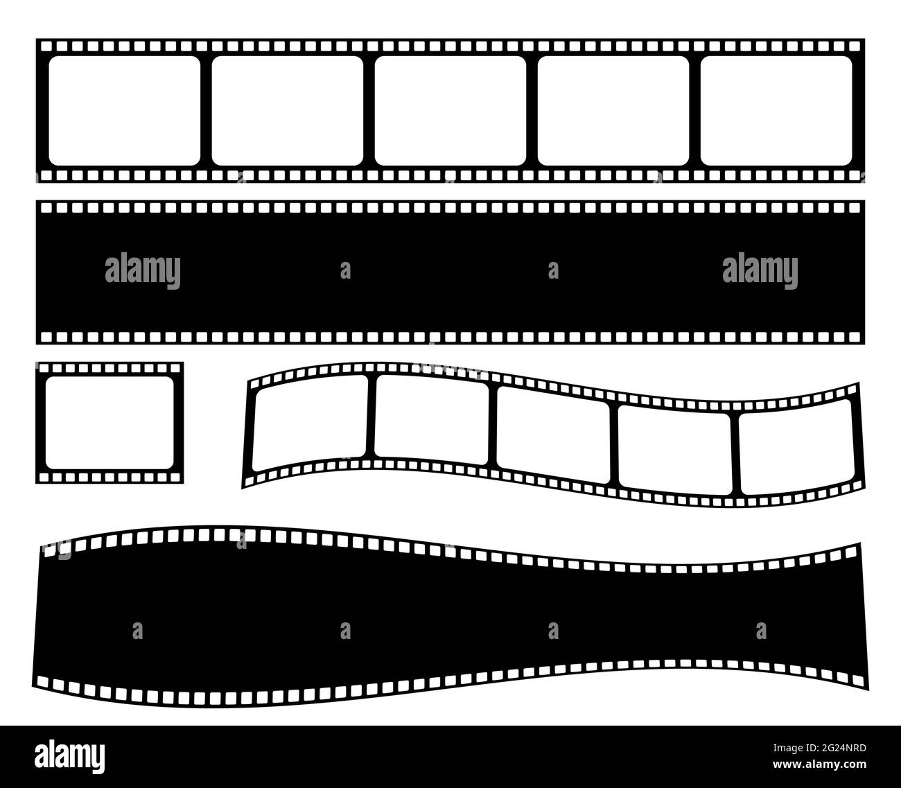 Filmstreifensatz. Cinema Strip Roll 35 mm leerer Diarahmen. Vektorgrafik Stock Vektor