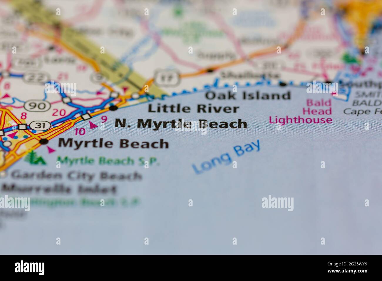 Map Of Myrtle Beach Area North Myrtle Beach South Carolina Usa Auf Einer Road- Oder Geografie-Karte  Angezeigt Stockfotografie - Alamy
