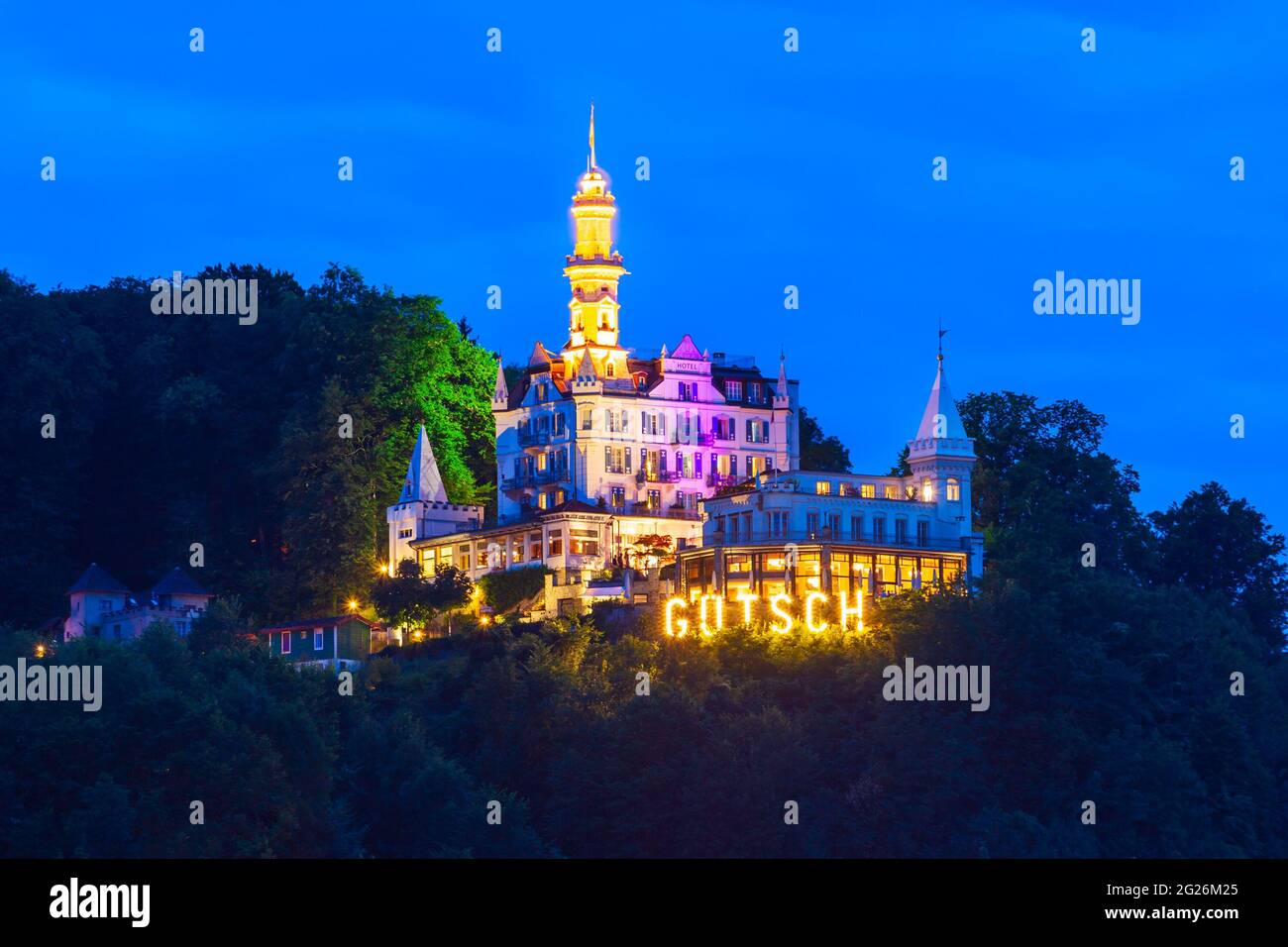 Schloss Hotel Chateau Gutsch ist ein Boutique Hotel in der Stadt Luzern in der Zentralschweiz Stockfoto