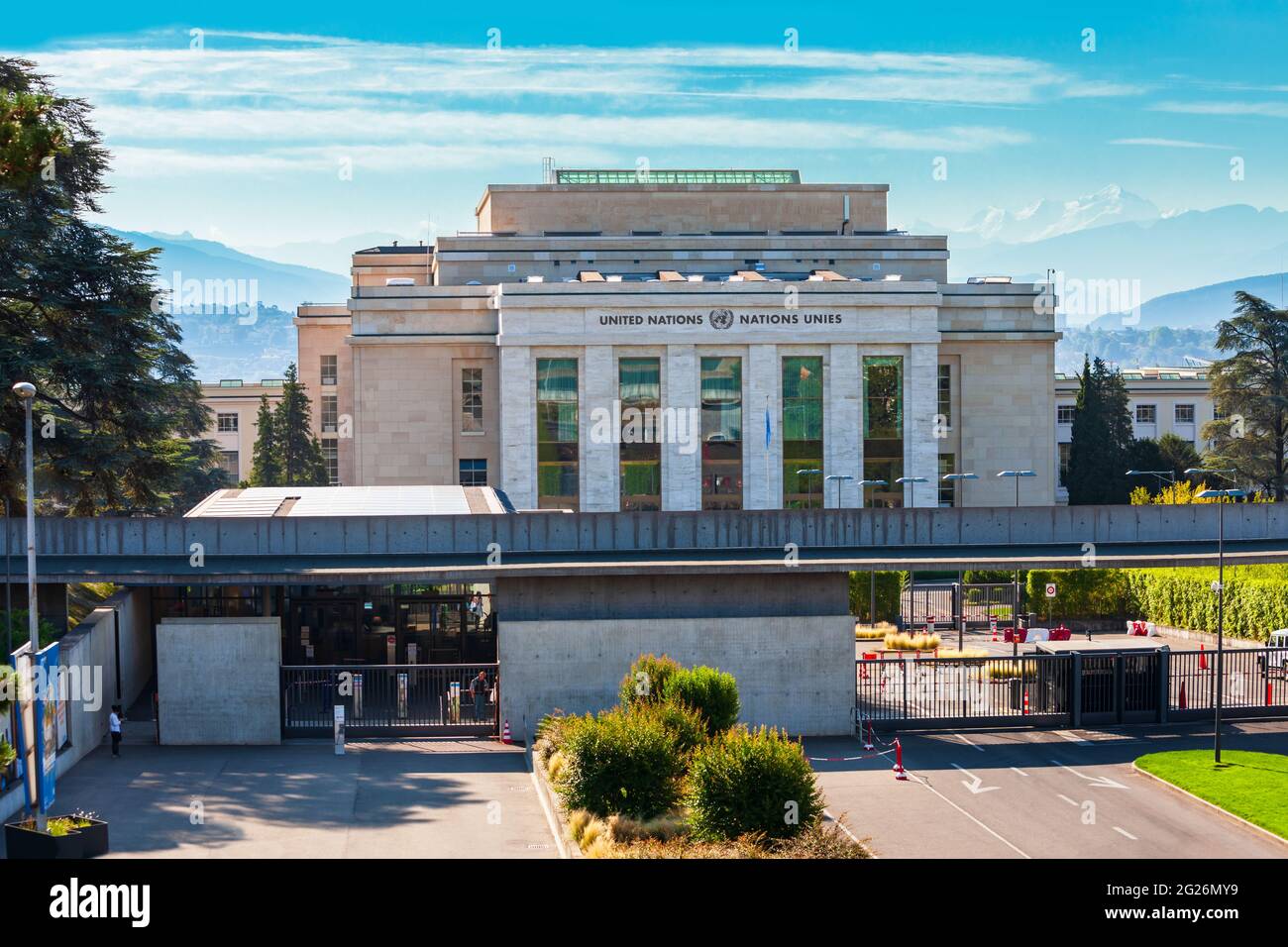 Büro der Vereinten Nationen in Genf oder Unog ist im Palais des Nations in Genf in der Schweiz Stockfoto