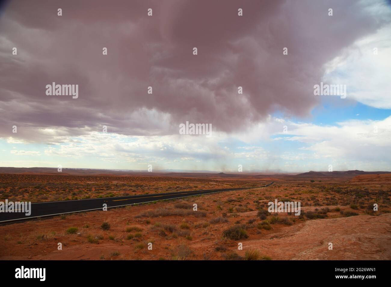 Sandsturm und Regenwolken in der Wüste von Arizona Stockfoto