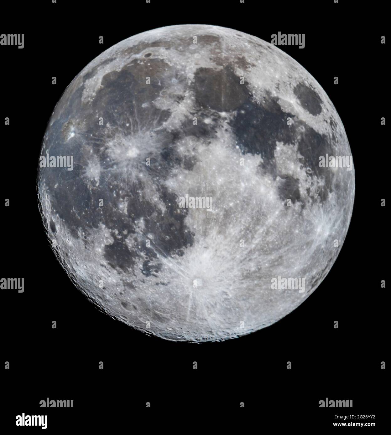14 Tage alter Mond mit südpolarer Region. Stockfoto