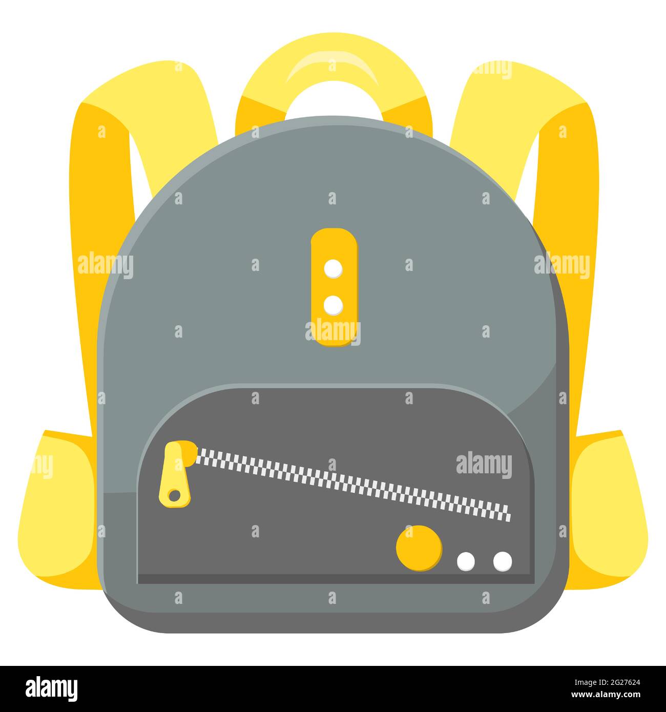 Farbiger Schulrucksack für Kinder im flachen Stil. Bildung, Studium zurück in die Schule, Rucksack. Isoliert auf weißem Hintergrund. Vektorgrafik. Stock Vektor