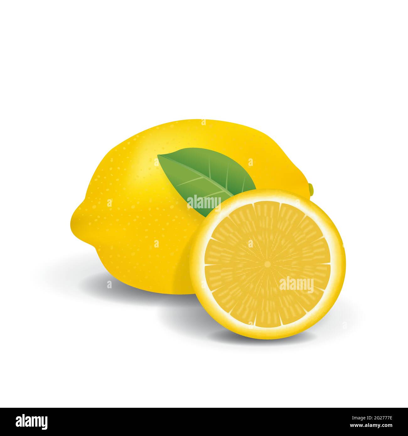 Zitrone Gesund Bio Frisches Obst Sommer Isoliert Vektor Illustration Stock Vektor
