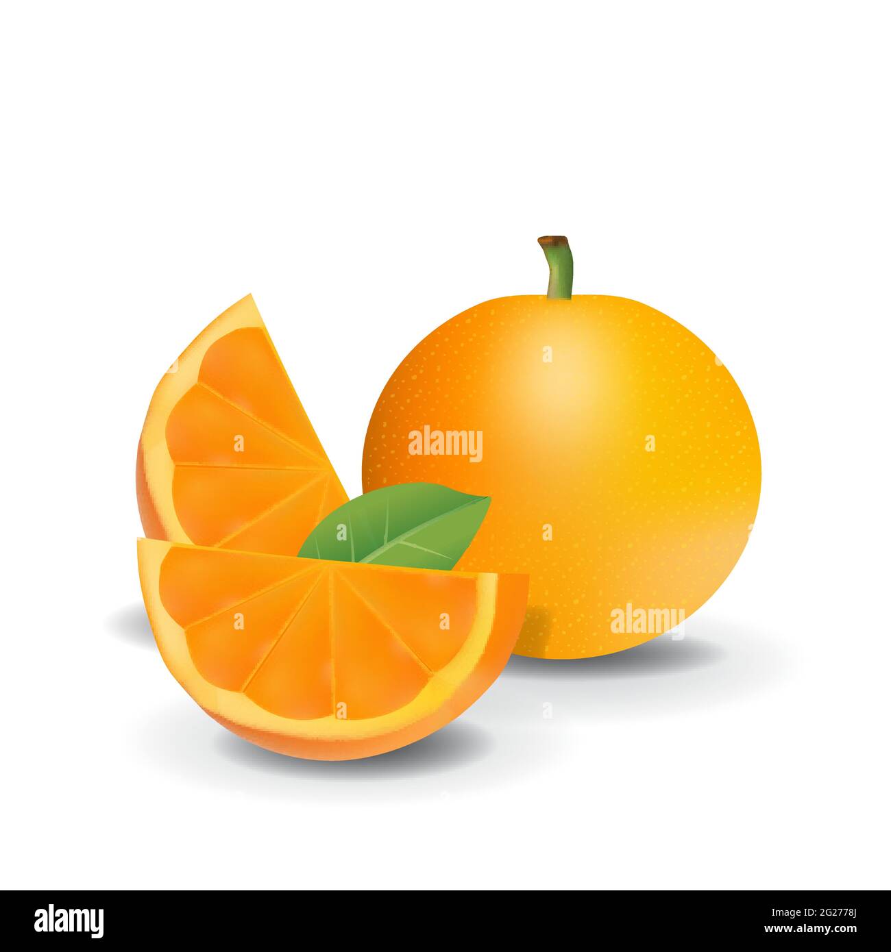 Orange Gesunde Bio Frisches Obst Sommer Isoliert Vektor Illustration Stock Vektor