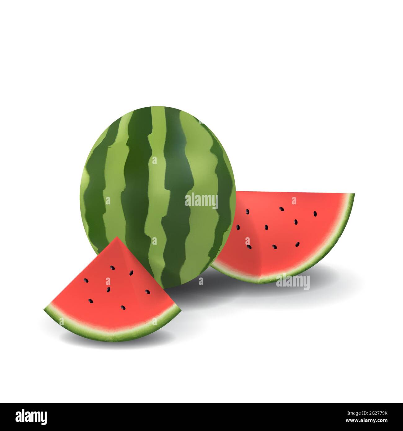 Wassermelone Gesund Bio Frisches Obst Sommer Isoliert Vektor Illustration Stock Vektor