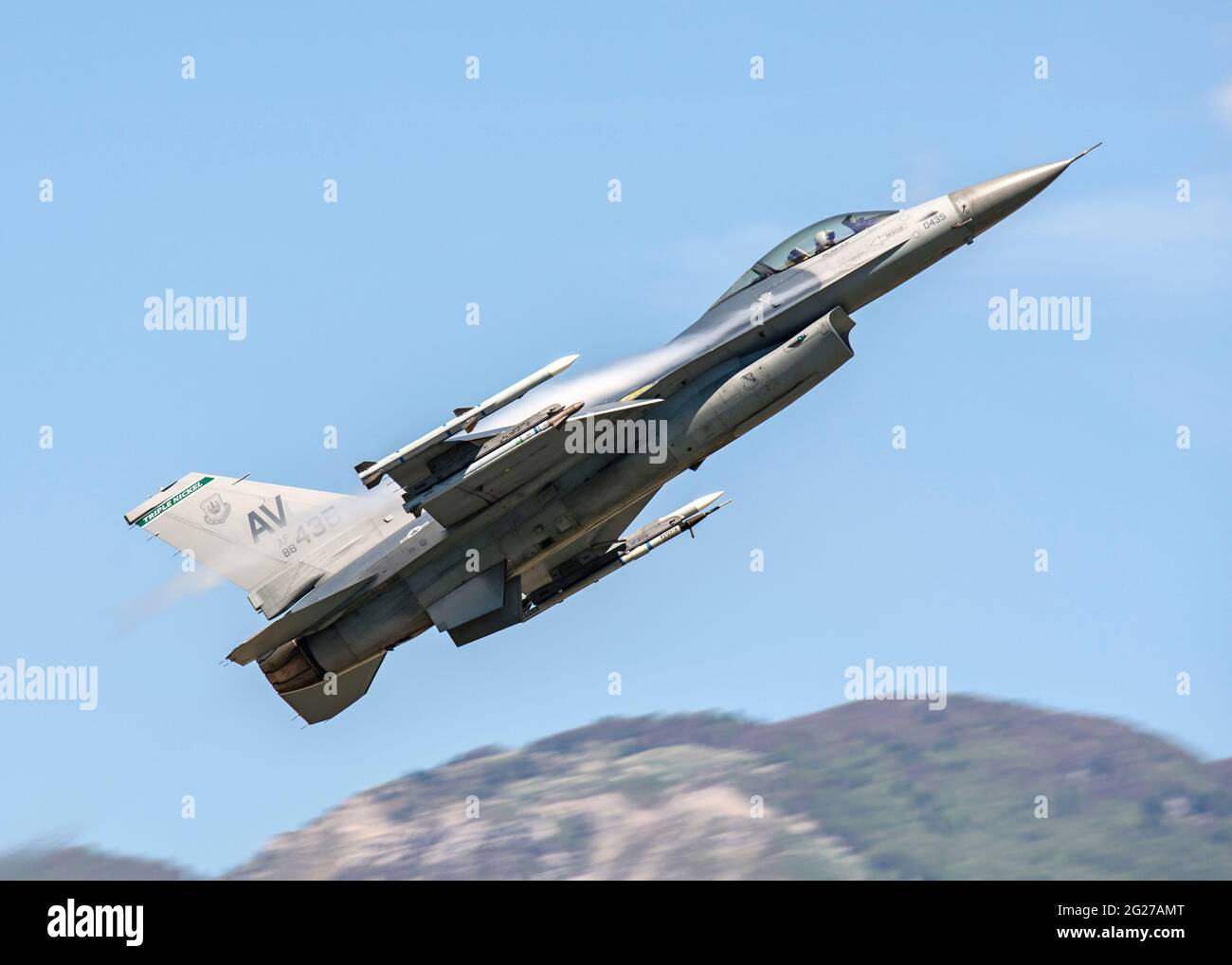 US Air Force F-16CM Kampf Falcon während der Übung Astral Knight in Aviano, Italien. Stockfoto