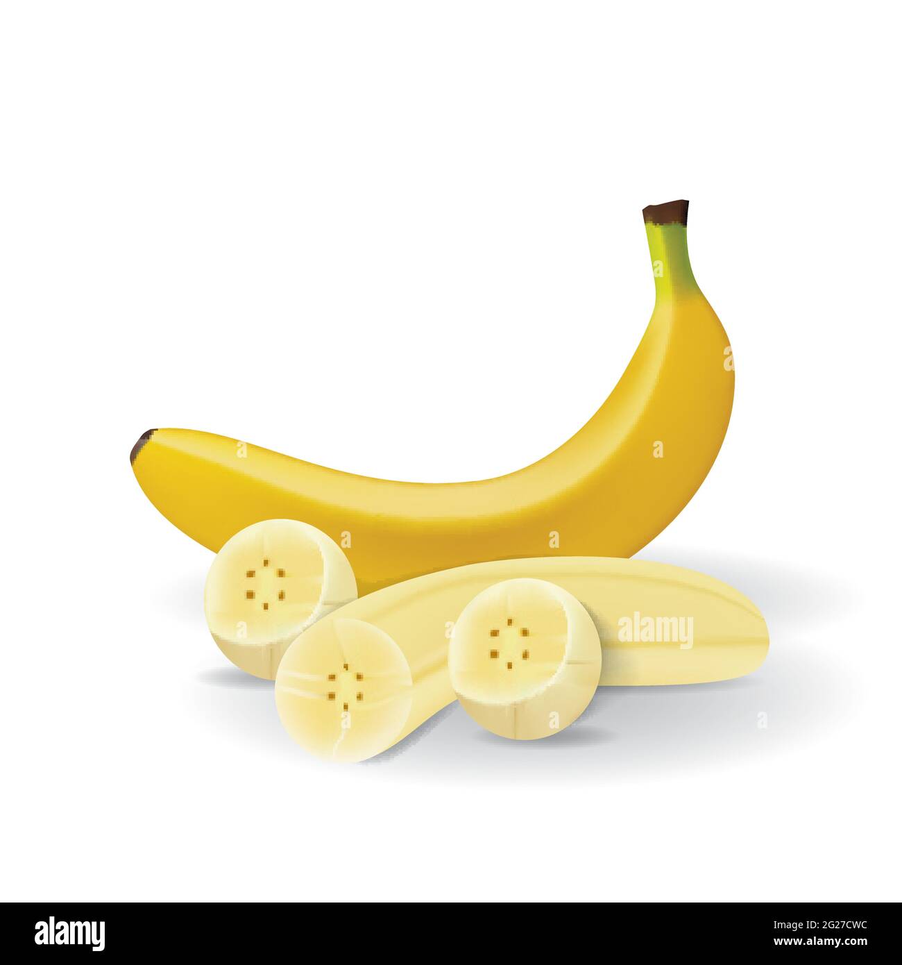 Banane Gesunde Bio Frisches Obst Sommer Isoliert Vektor Illustration Stock Vektor