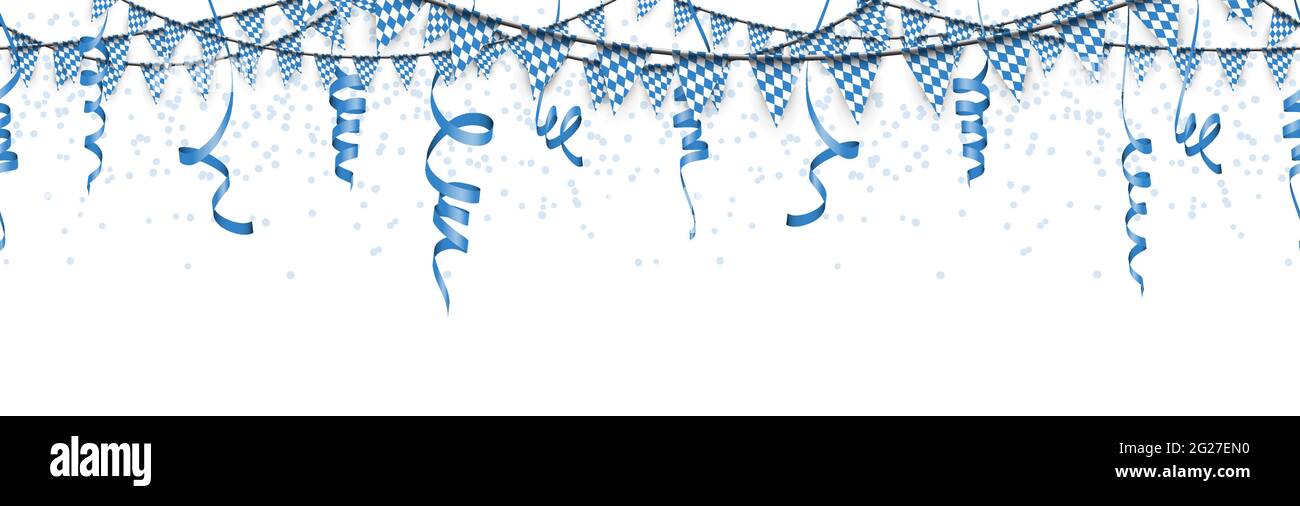 Oktoberfest Girlanden in blau-weiß karierte Muster, Luftschlangen und  Konfetti blau Stock-Vektorgrafik - Alamy
