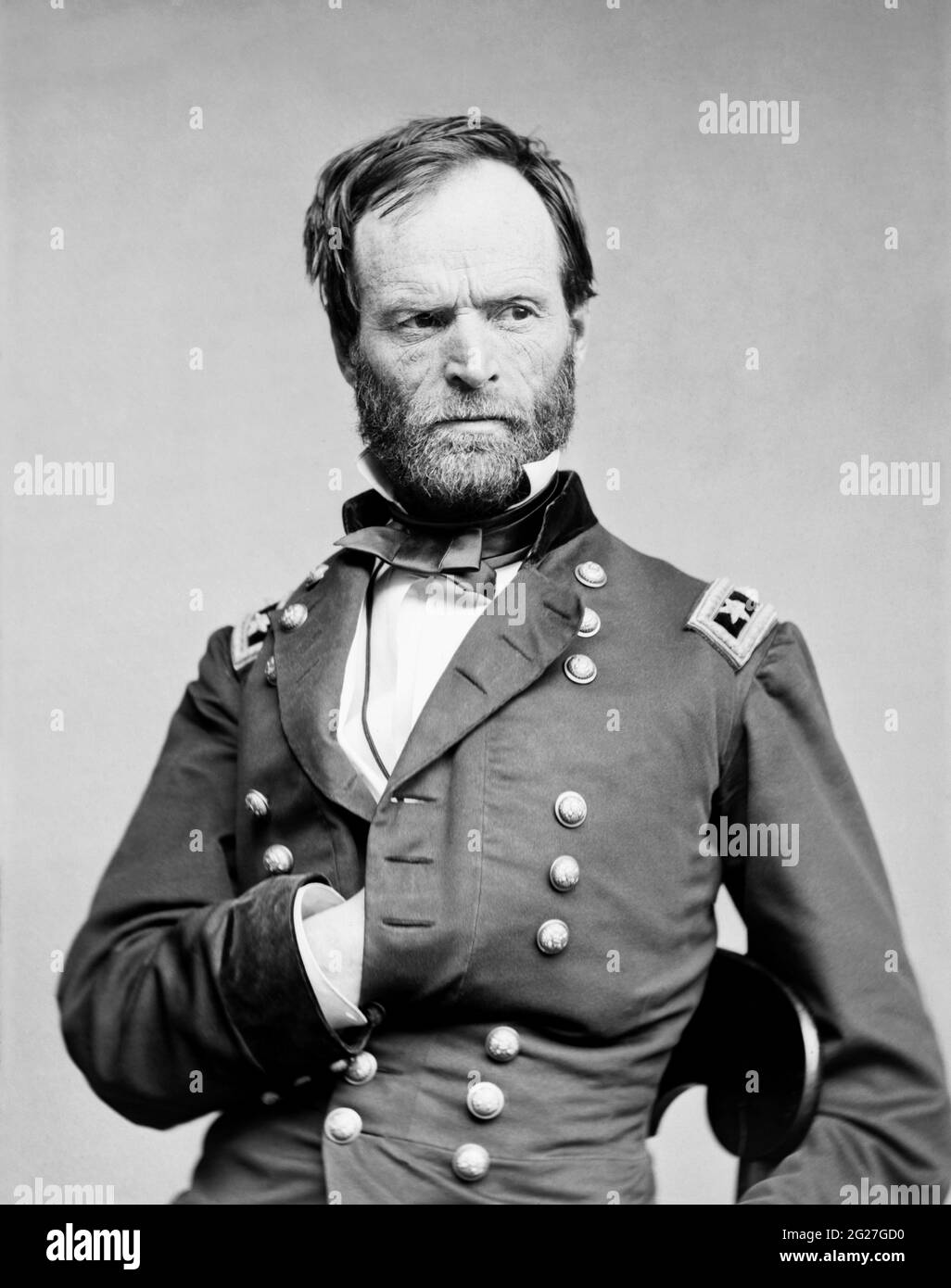 Porträt des Unionsgenerals William Tecumseh Sherman in seiner Bundesarmeuniform. Stockfoto
