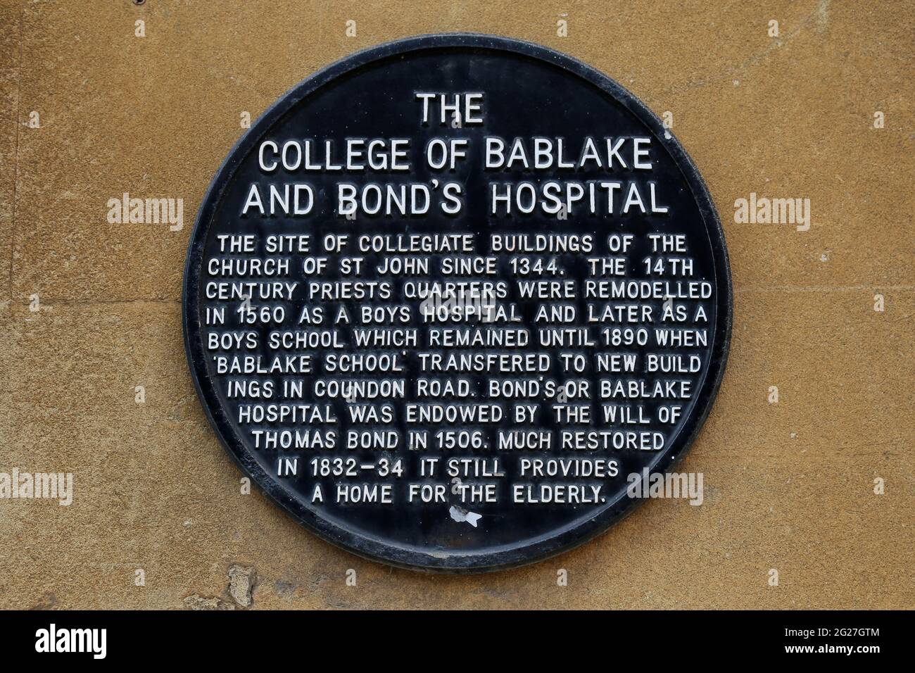 Bond's Hospital (ehemaliger Standort der Bablake School), Hill Road, Stadtzentrum, Coventry, West Midlands, England, Großbritannien, Großbritannien, Europa Stockfoto