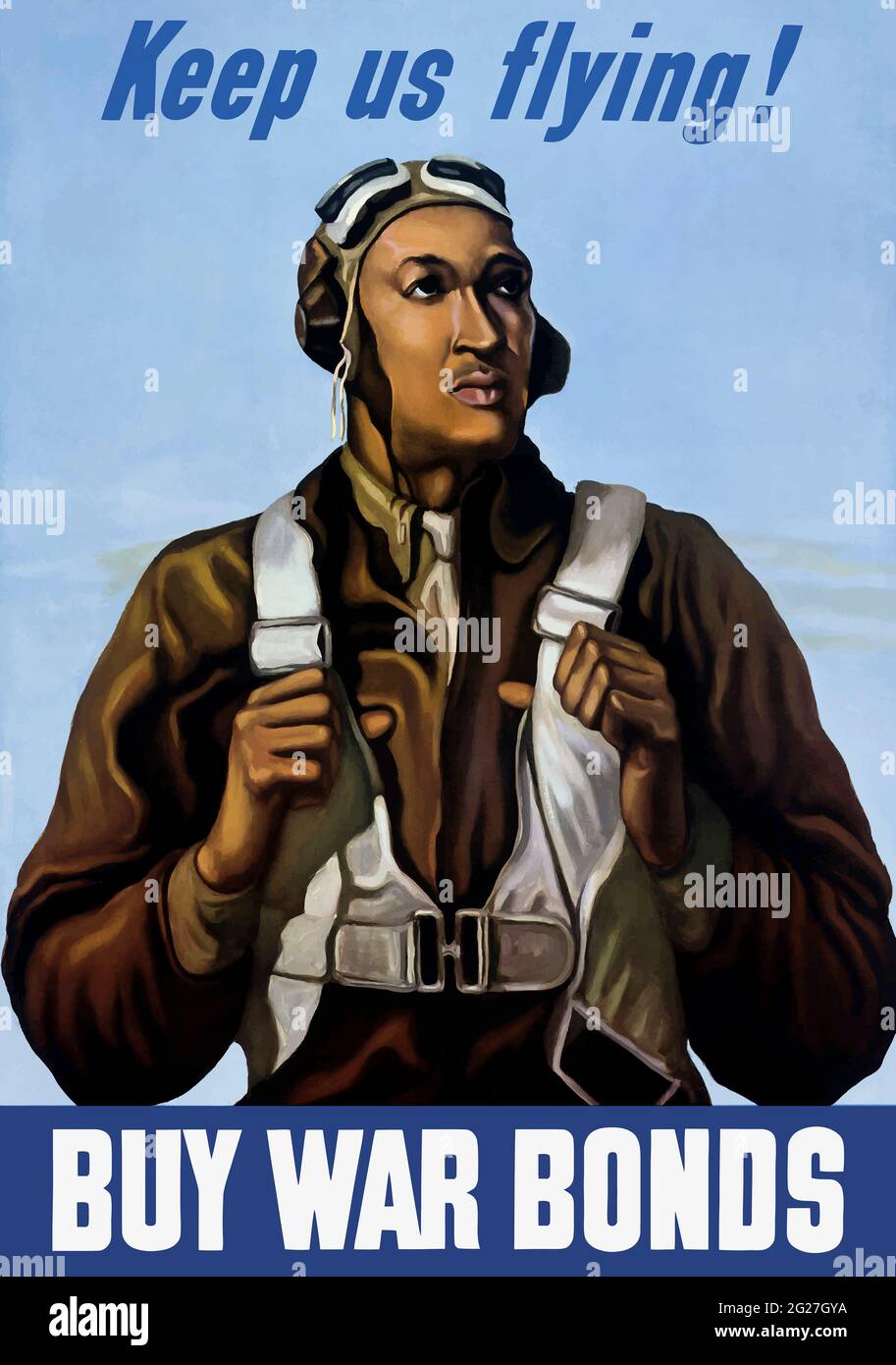 Propagandabild des US-Militärs von einem Tuskegee-Flieger. Stockfoto