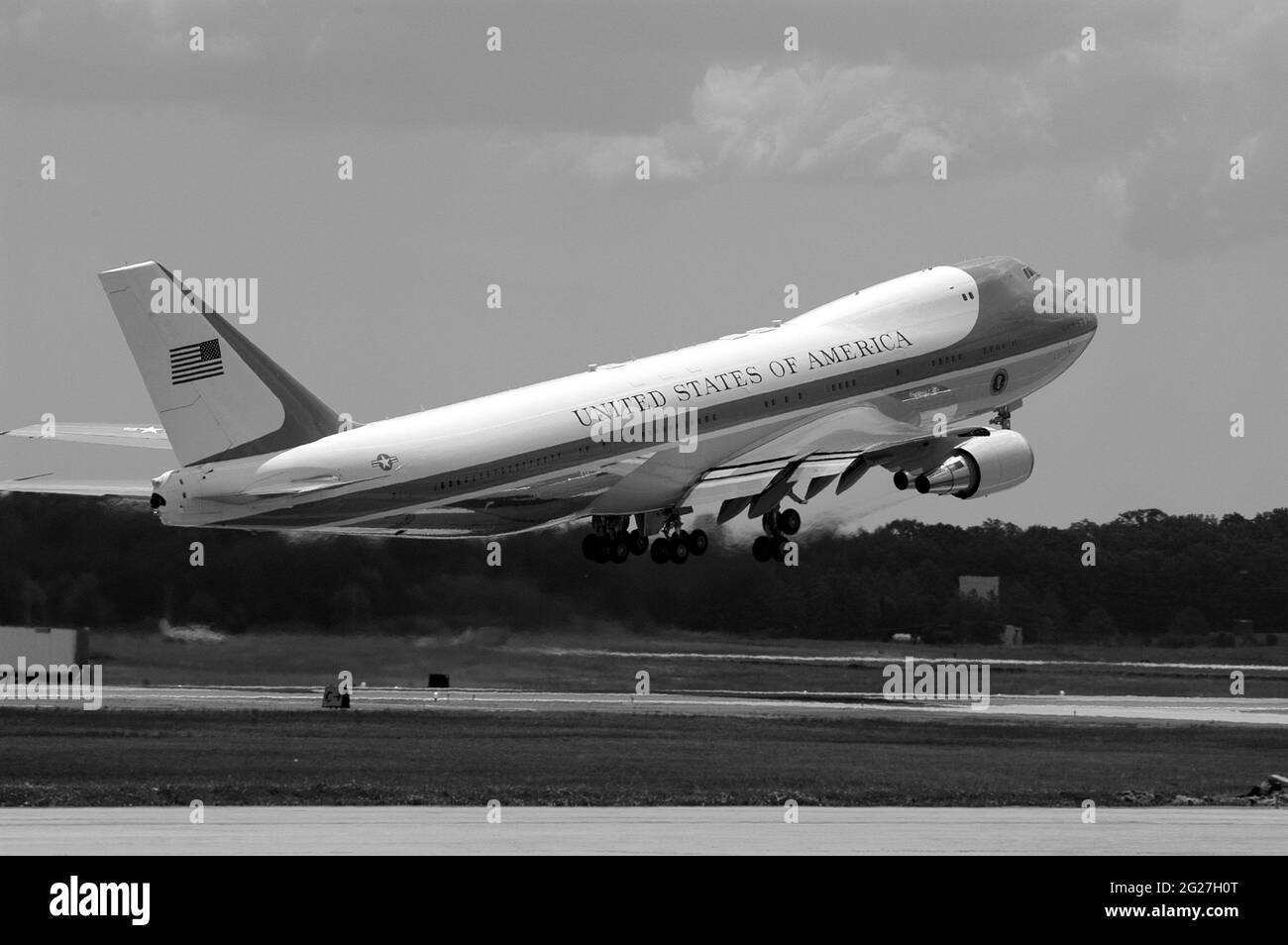 Air Force One nimmt ab. Stockfoto