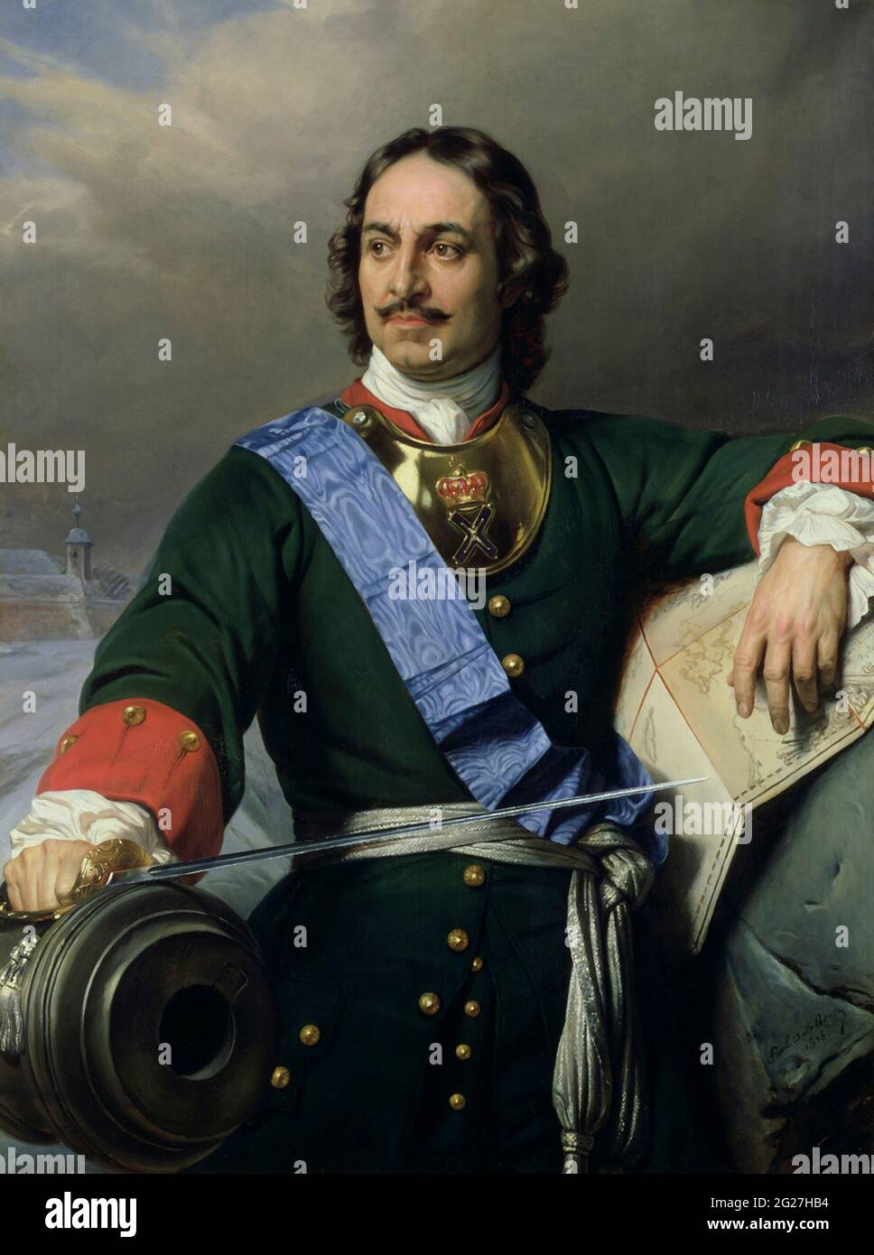 Porträt von Peter I. dem Großen, Herrscher des Russischen Reiches. Stockfoto