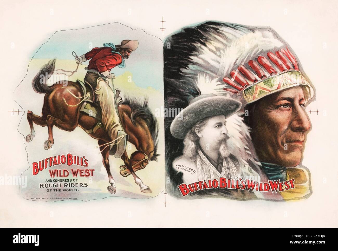 Druck aus dem 19. Jahrhundert von Buffalo Bill Cody und hsi Wild West. Stockfoto