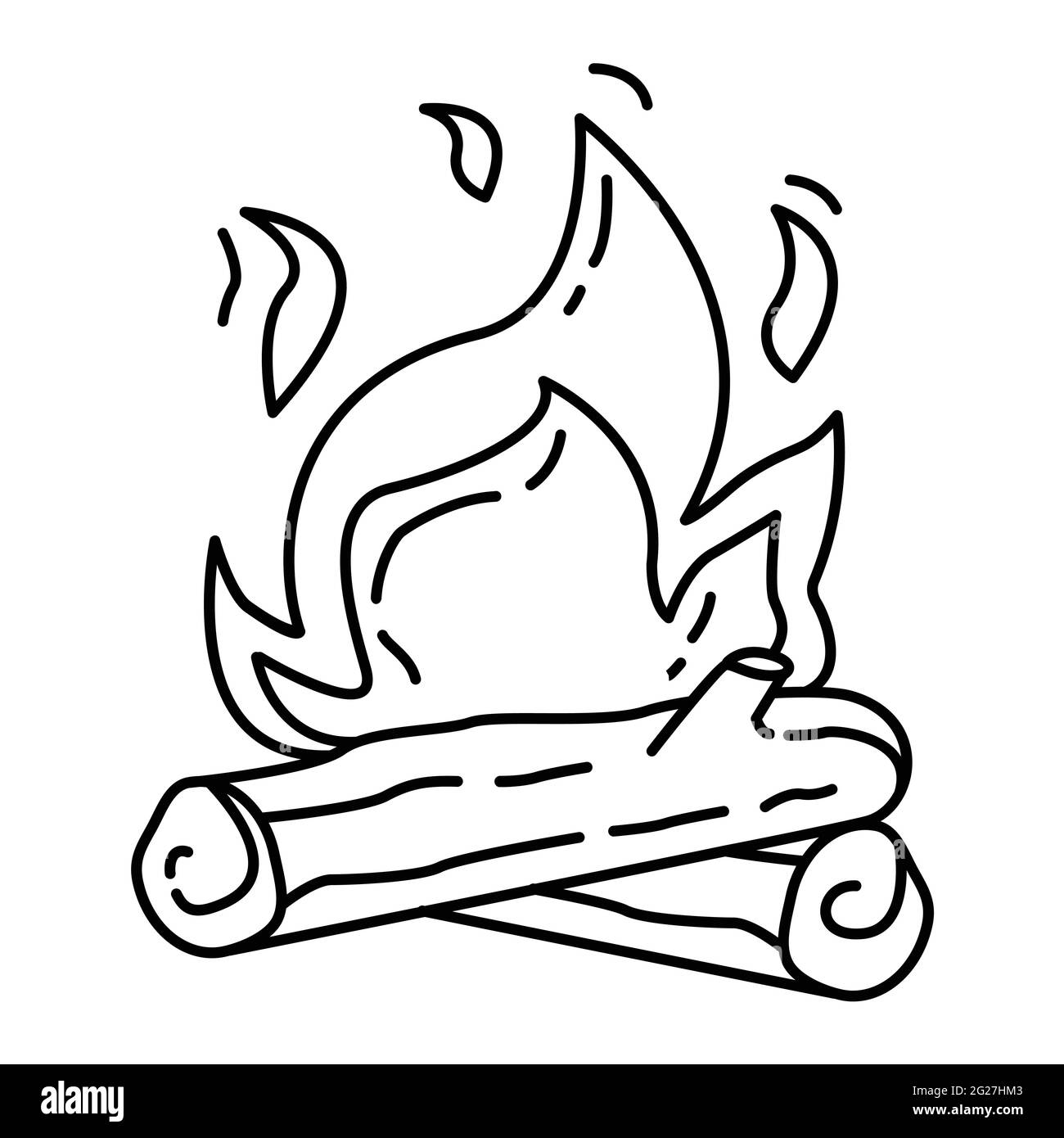 Wandern Abenteuer Lagerfeuer, Reise, Reise, Camping. Handgezeichnete Icon-Design, Umriss schwarz, Doodle Icon Vektor-Symbol Stock Vektor