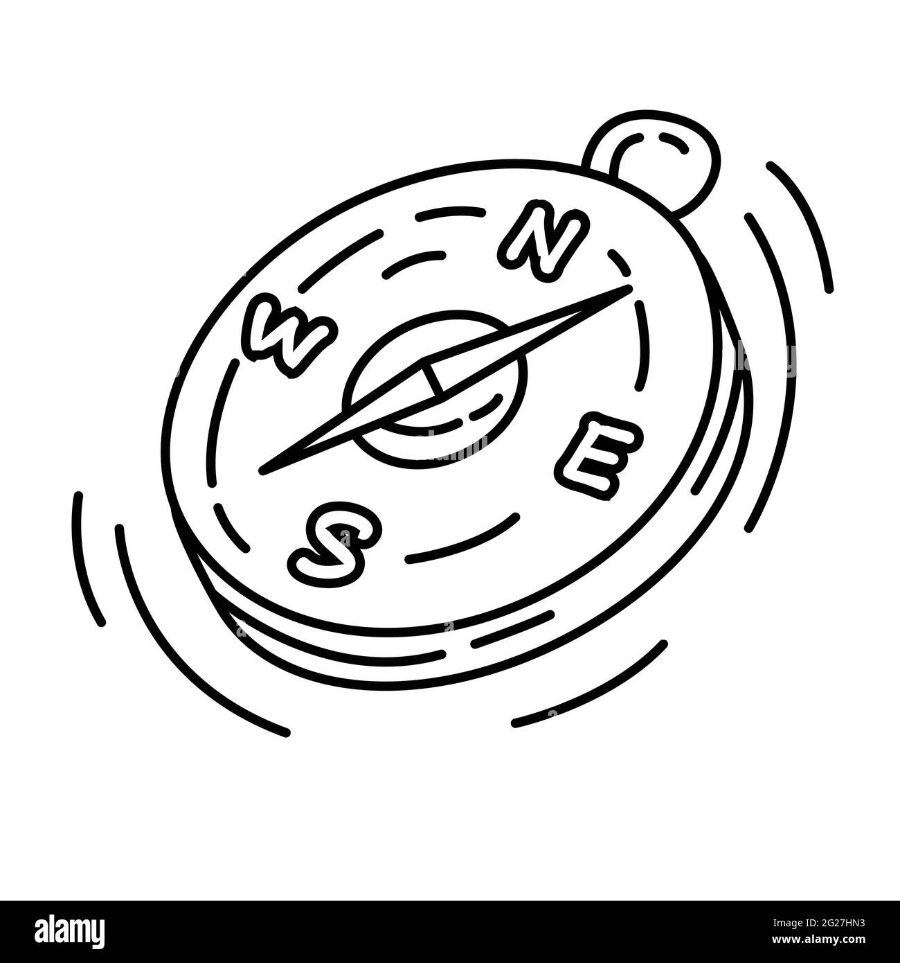 Wandern Abenteuer Kompass, Reise, Reise, Camping. Handgezeichnete Icon-Design, Umriss schwarz, Doodle Symbol Vektor-Symbol Stock Vektor