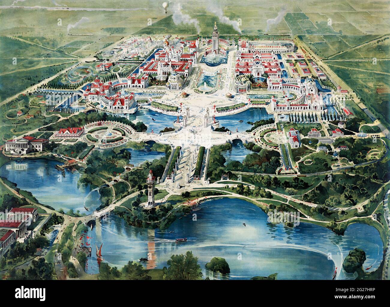 Eine Vogelperspektive auf die Panamerikanische Ausstellung in Buffalo, New York. Stockfoto