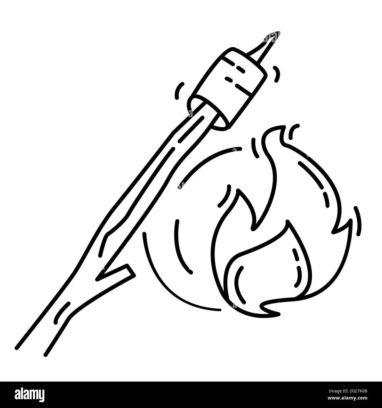 Wandern Abenteuer Marshallow, Reise, Reise, Camping. Handgezeichnete Icon-Design, Umriss schwarz, Doodle Icon Vektor-Symbol Stock Vektor