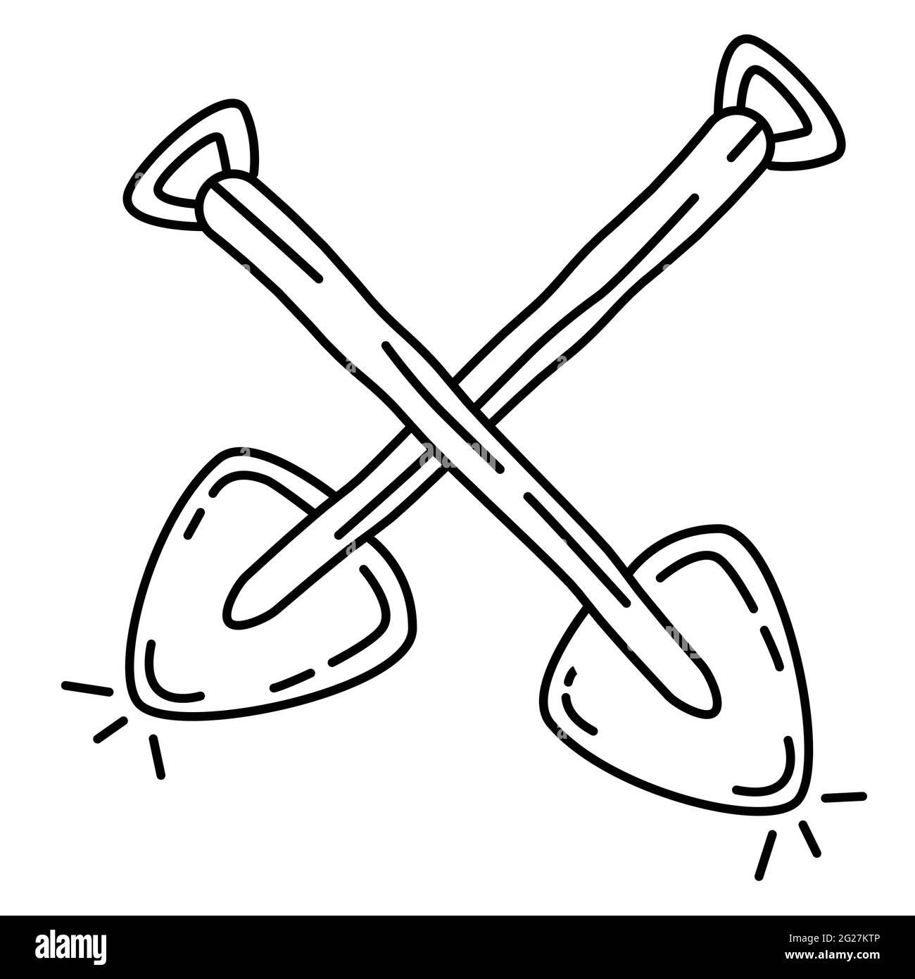 Wandern Abenteuer Schaufel, Reise, Reise, Camping. Handgezeichnete Icon-Design, Umriss schwarz, Doodle Symbol Vektor-Symbol Stock Vektor