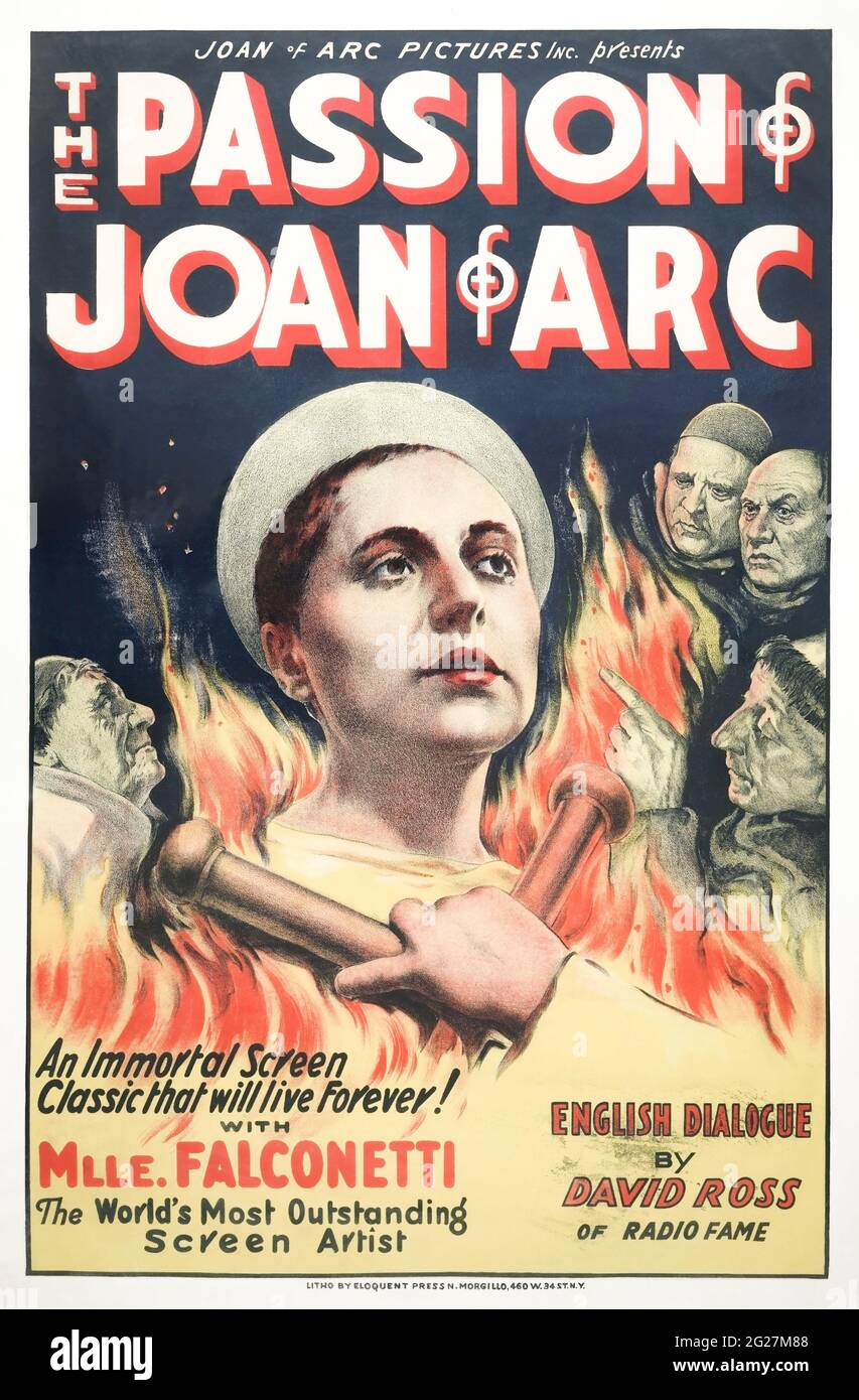 Die Leidenschaft von Jeanne d'Arc Film Werbespot. Stockfoto