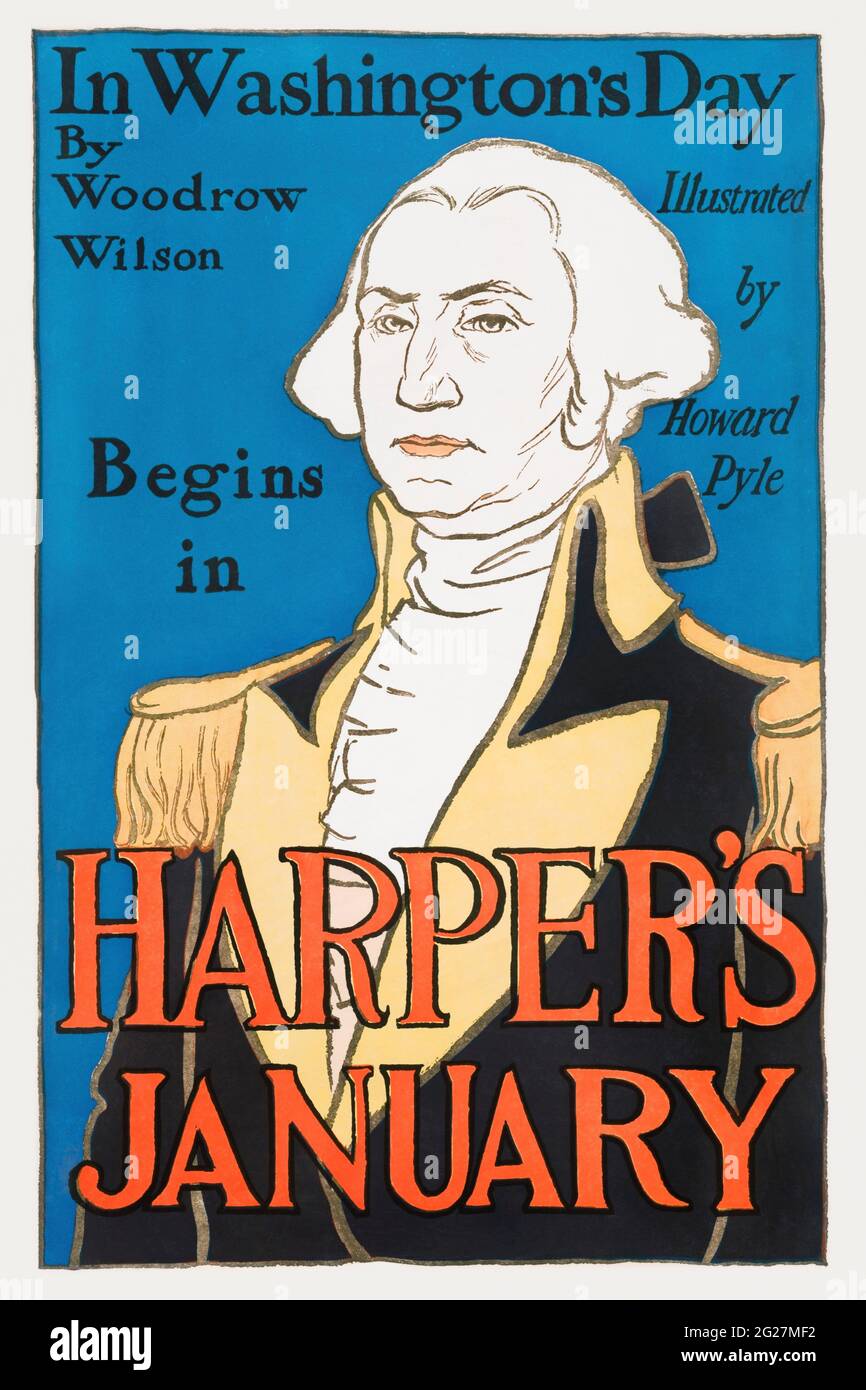 19. Jahrhundert drucken zeigt ein Porträt von George Washington in Harperâ €™s Magazin. Stockfoto