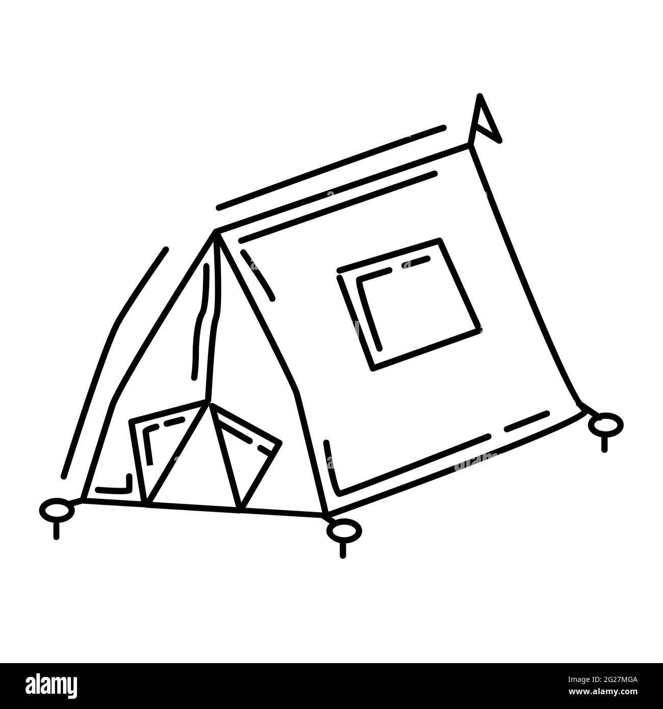 Wandern Abenteuer Zelt, Reise, Reise, Camping. Handgezeichnete Icon-Design, Umriss schwarz, Doodle Symbol Vektor-Symbol Stock Vektor