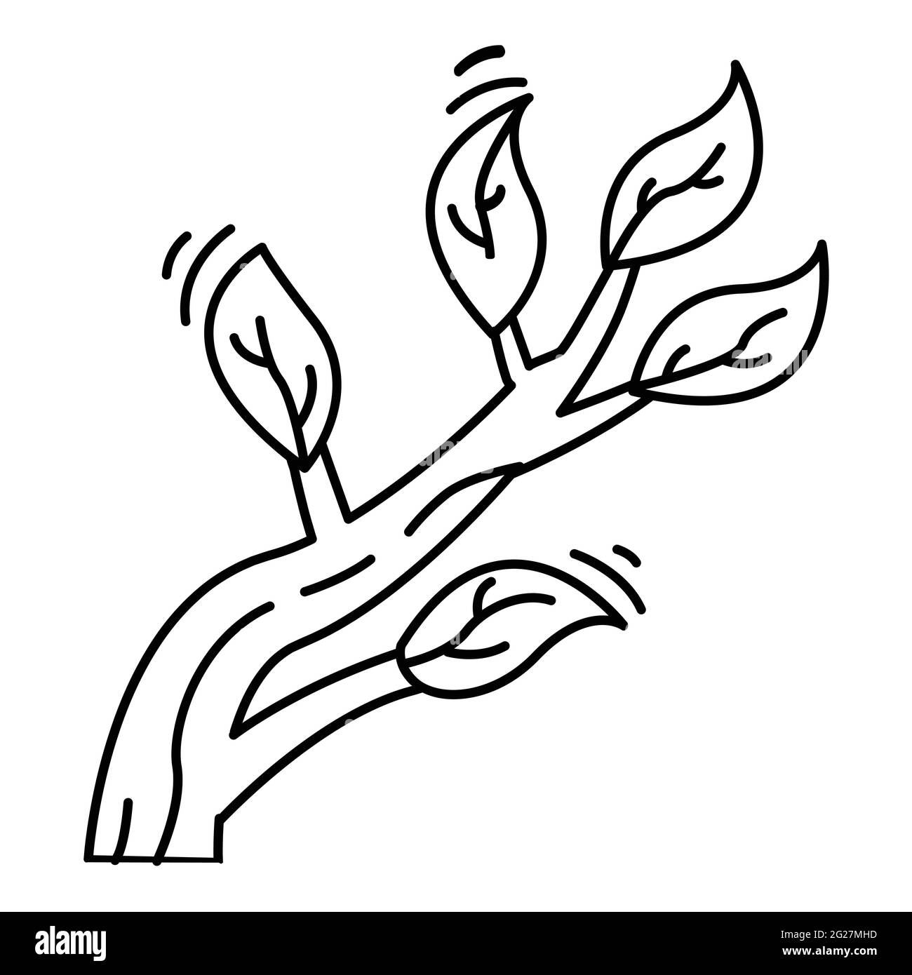 Wandern Abenteuer Baum Zweig, Reise, Reise, Camping. Handgezeichnete Icon-Design, Umriss schwarz, Doodle-Symbol, Vektor-Symbol. Stock Vektor