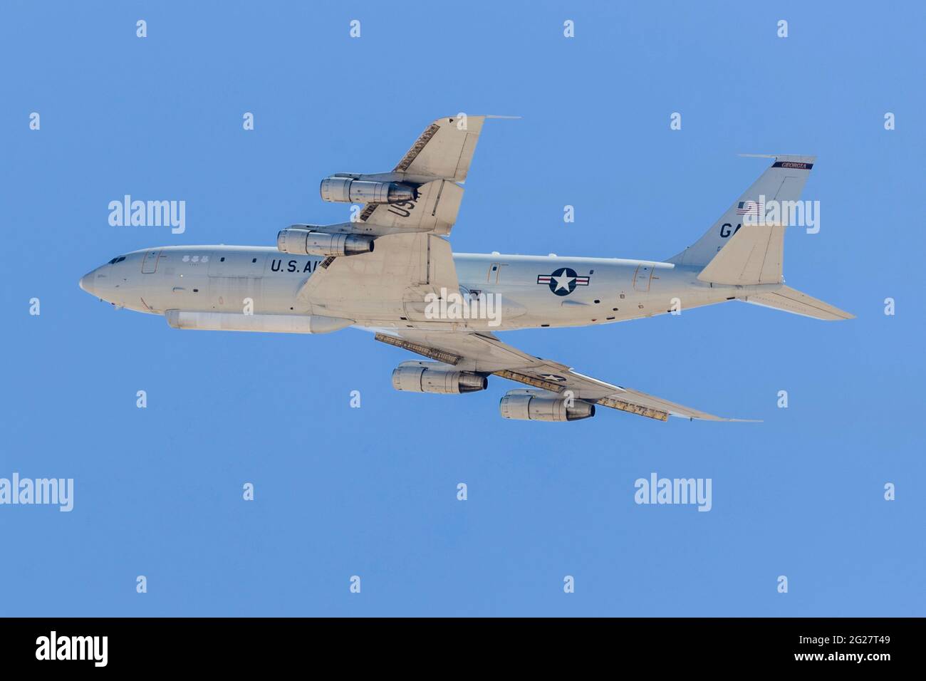 Ein US Air Force E-8C JSTARS Kommando- und Kontrollflugzeug. Stockfoto