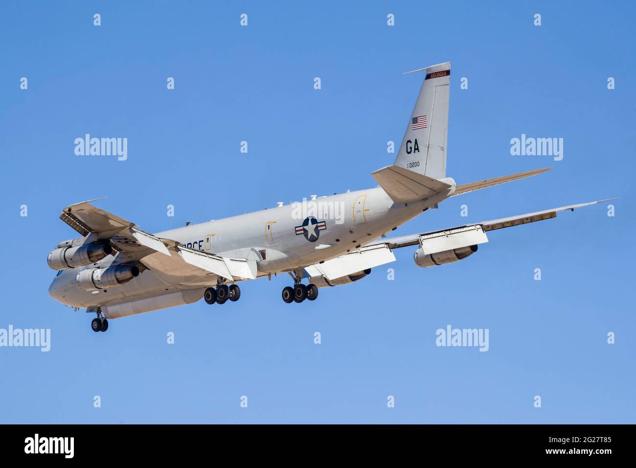 Ein US Air Force E-8C JSTARS Kommando- und Kontrollflugzeug. Stockfoto