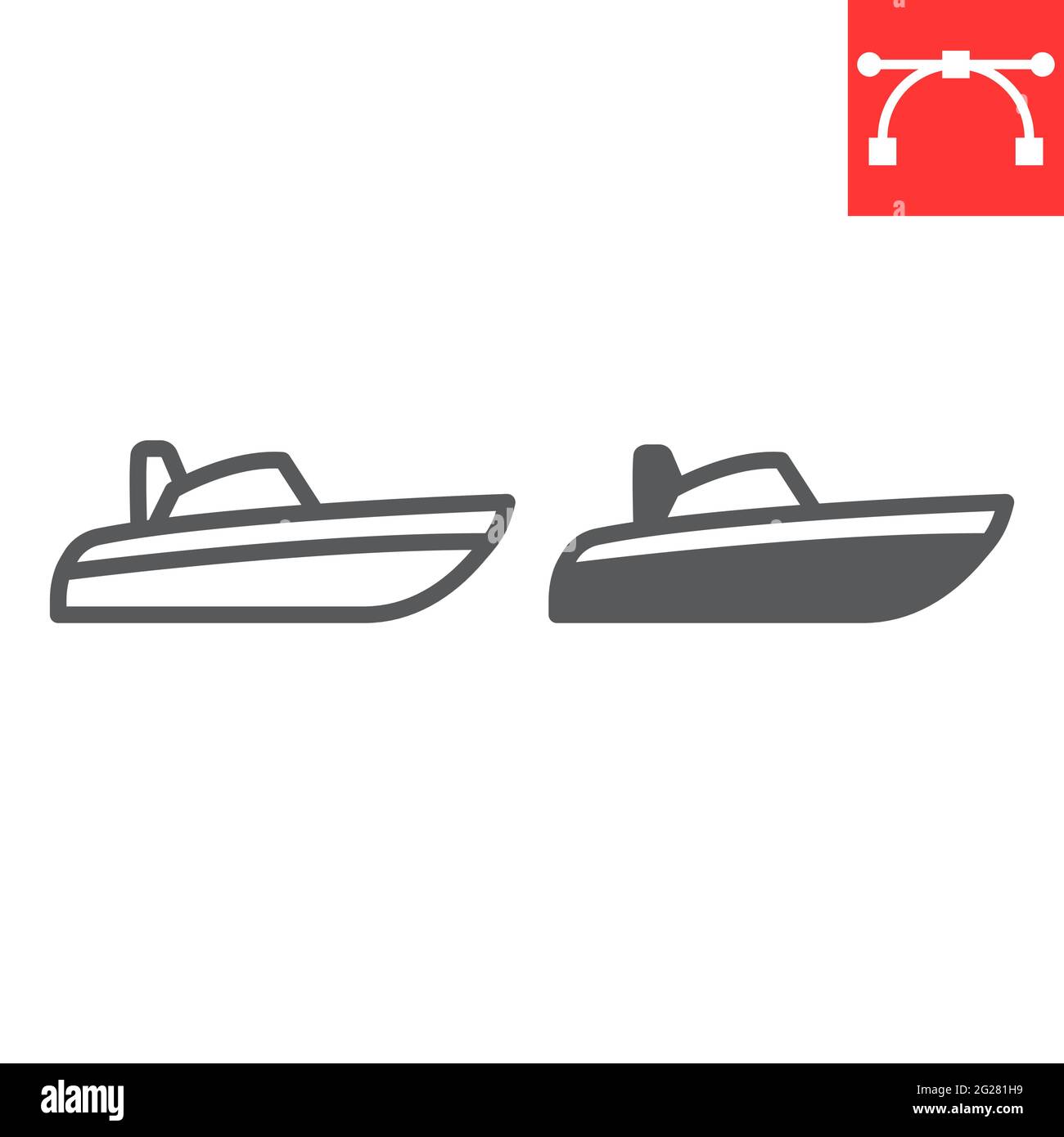 Speedboat-Linie und Glyph-Symbol Stock Vektor